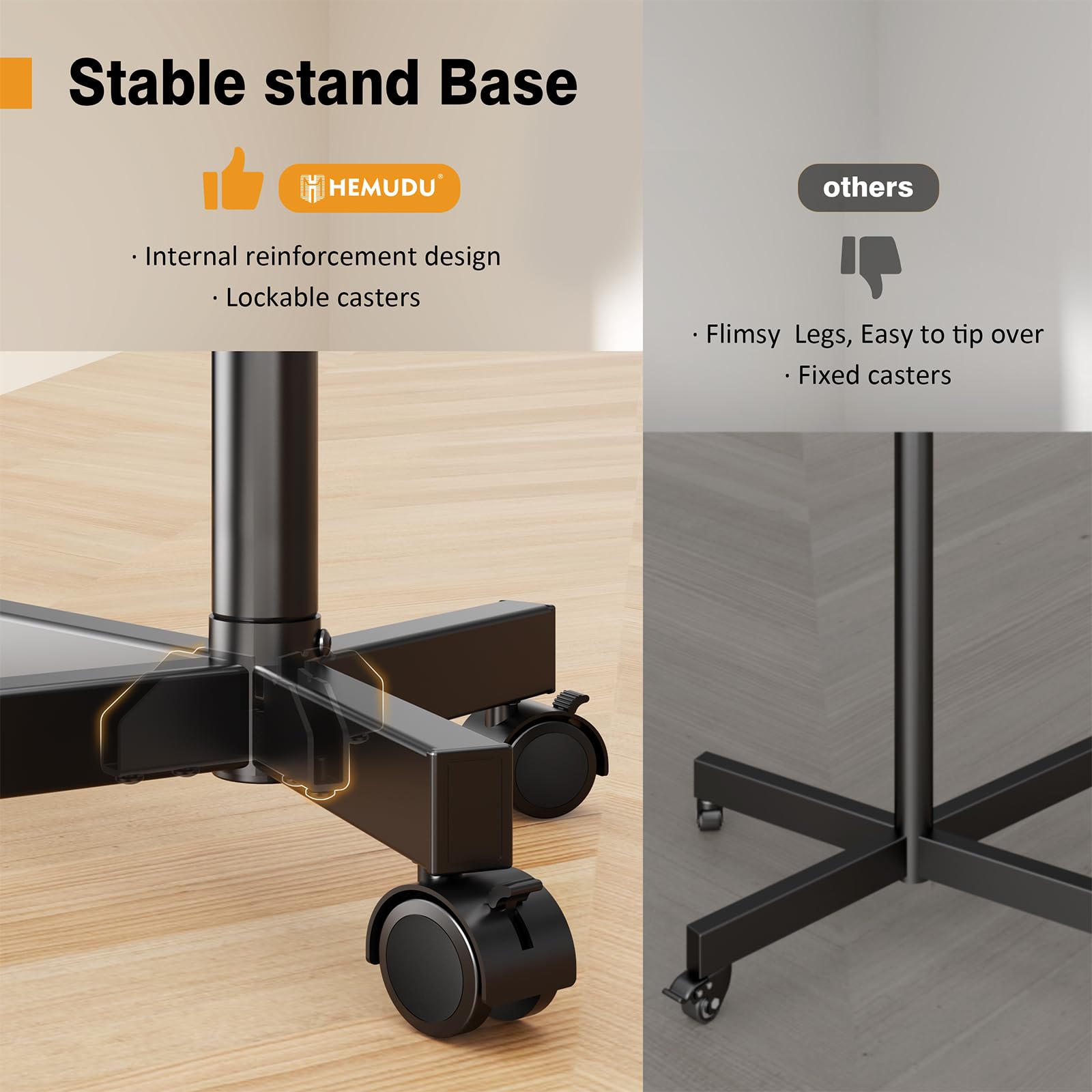 Hemudu Supporto TV da Pavimento, Porta TV da Terra Mobile per TV da 23-60 LED, LCD Pollici, Carrello Porta TV con Ruote con Ripiano, fino a 35kg, Max VESA 400x400mm