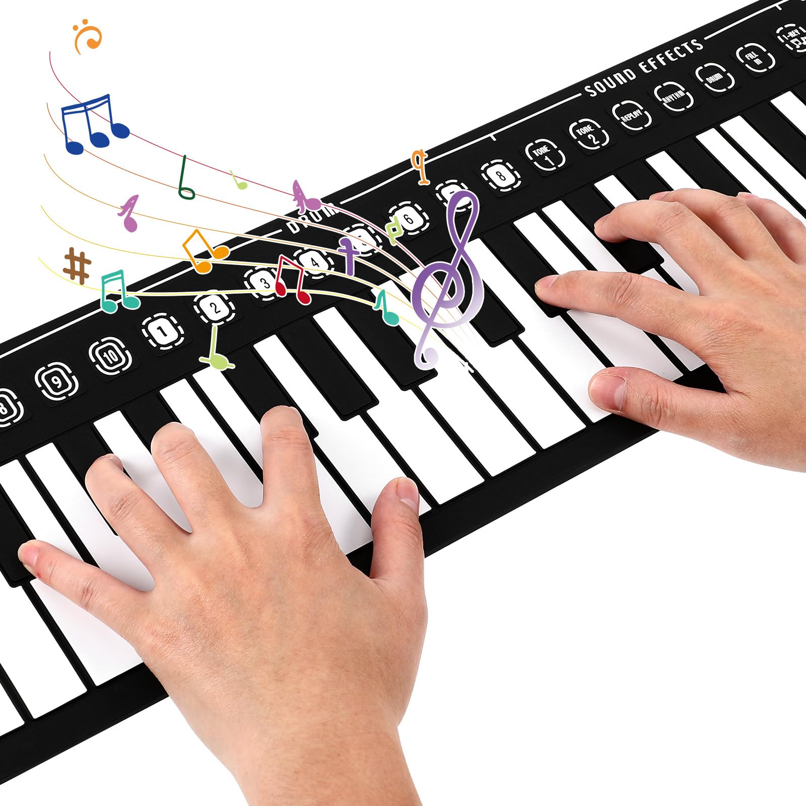 FOMIYES 49 Tasti Pianoforte Arrotolabile - Tastiera Elettronica Portatile Per Principianti, Pianoforte Digitale Pieghevole Con Altoparlante Integrato, Ideale Per Bambini E Adulti