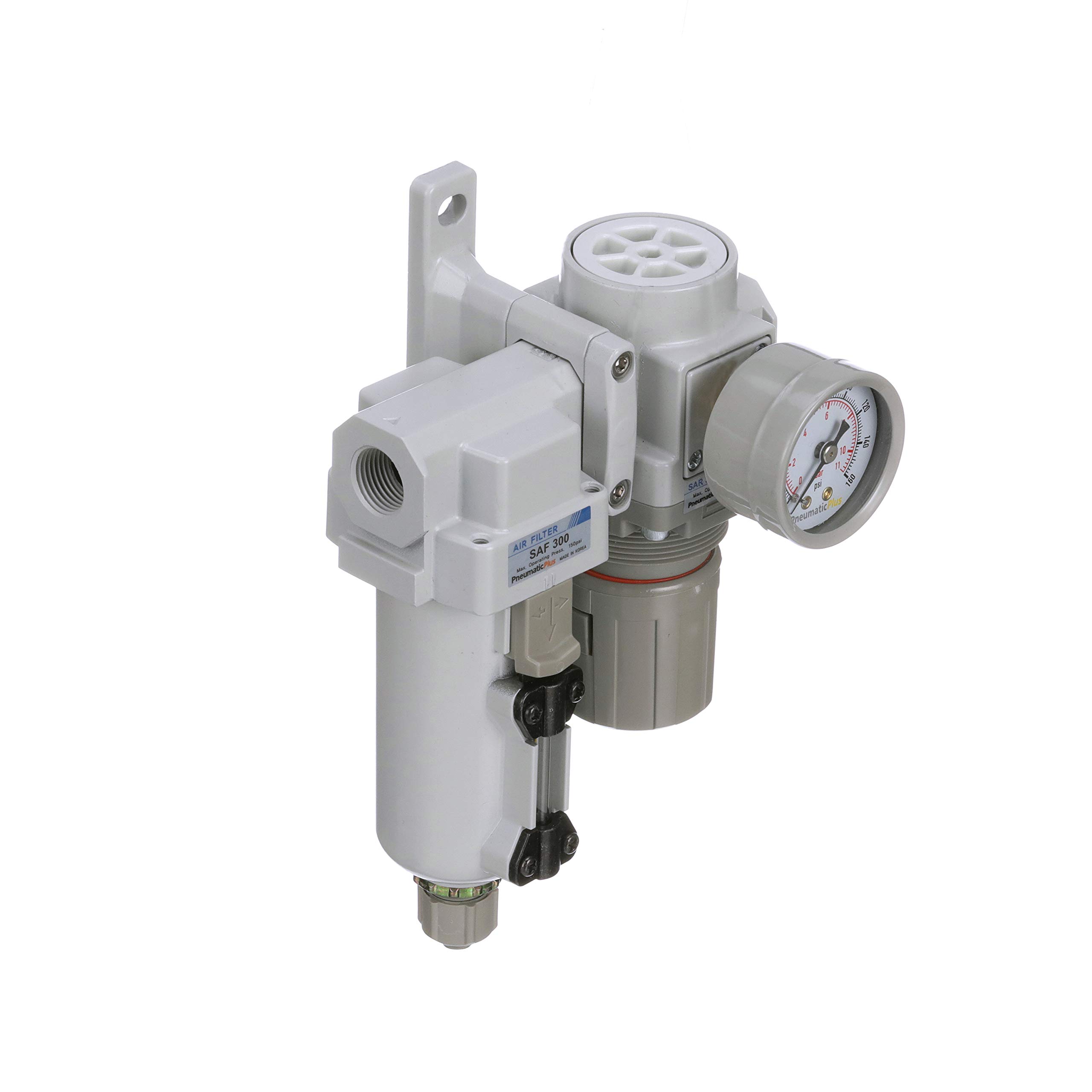 Pneumaticplus sau320-n03g-mep regolatore filtro aria compressa Combo 3/20,3 cm NPT – Ciotola di metallo, manuale di scarico, staffa, manometro