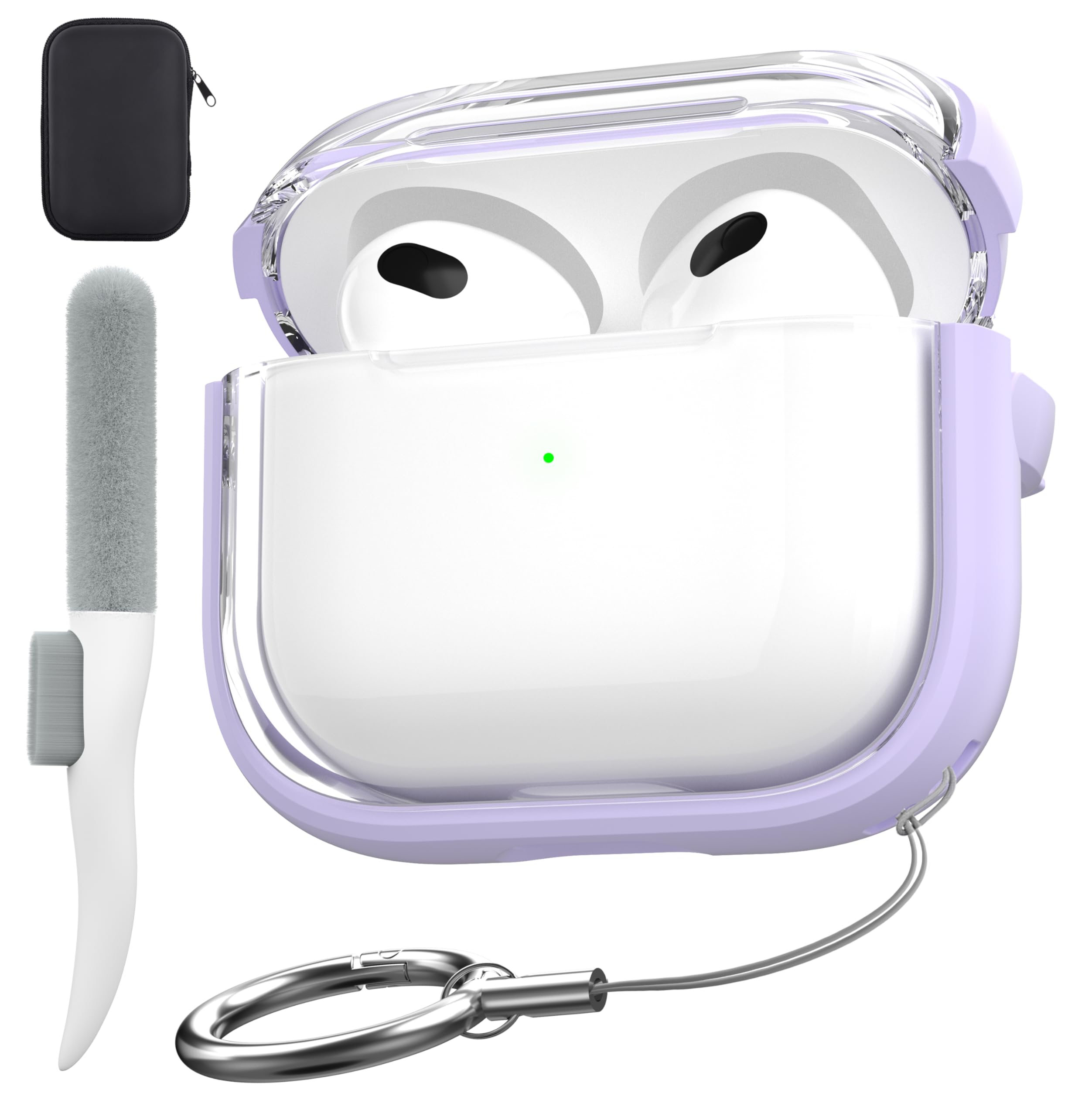 Drop Protection Cover for AirPods 4 Case with Cleaning Kit, Purple | Magsafe Compatible,Soft Transparent TPU,Anti-Yellowing,for Men Women,for Apple