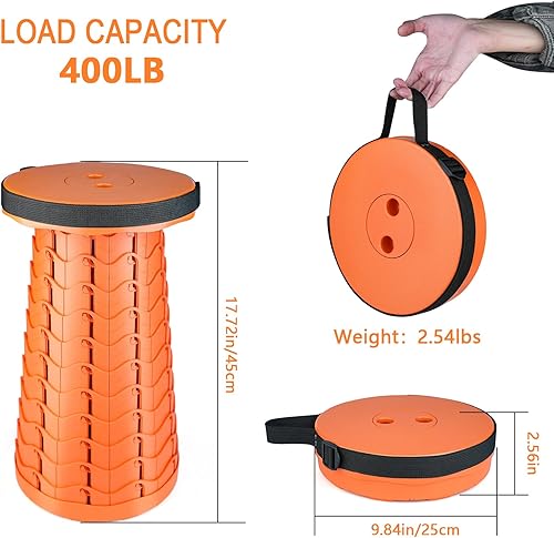 Miniatura 73 de Boreeman - Taburete plegable mejorado, ligero pero resistente, con capacidad de carga de 400 libras, taburete portátil y retráctil para campamento