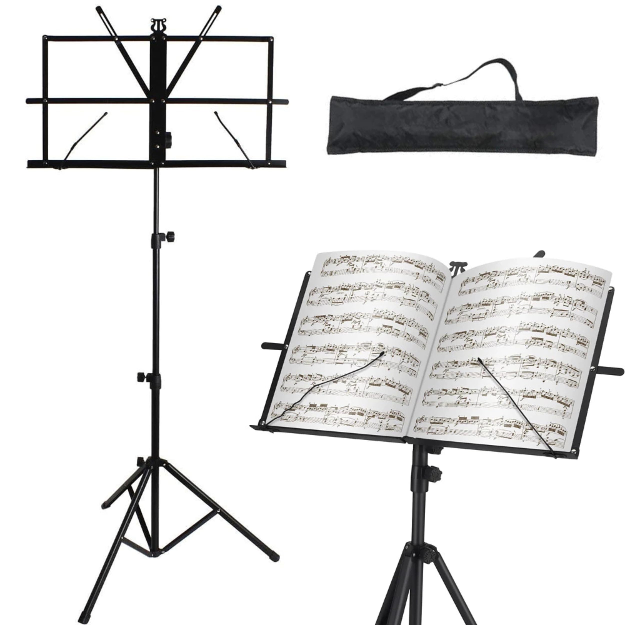 PARENCE. - Adjustable and Foldable Aluminium Music Stand - Sheet Music Holder with Carrying case - Height Adjustable up to 132cm - Lightweight, Stable and Portable for Musicians