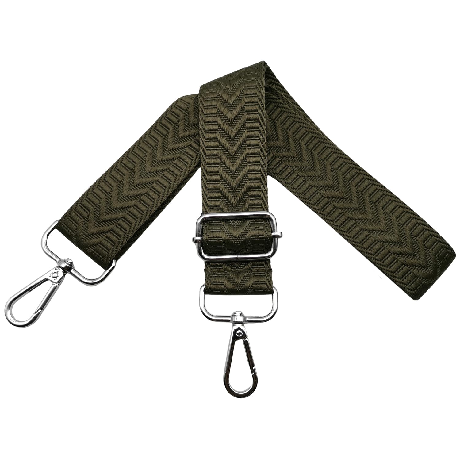 Omxyinma Women's Army Green Bag Straps Replacement Handbag Strap Wide 3.8 Cm With Silver Hardware Buckle, Shoulder Straps For Bags, Crossbody Handbags U8