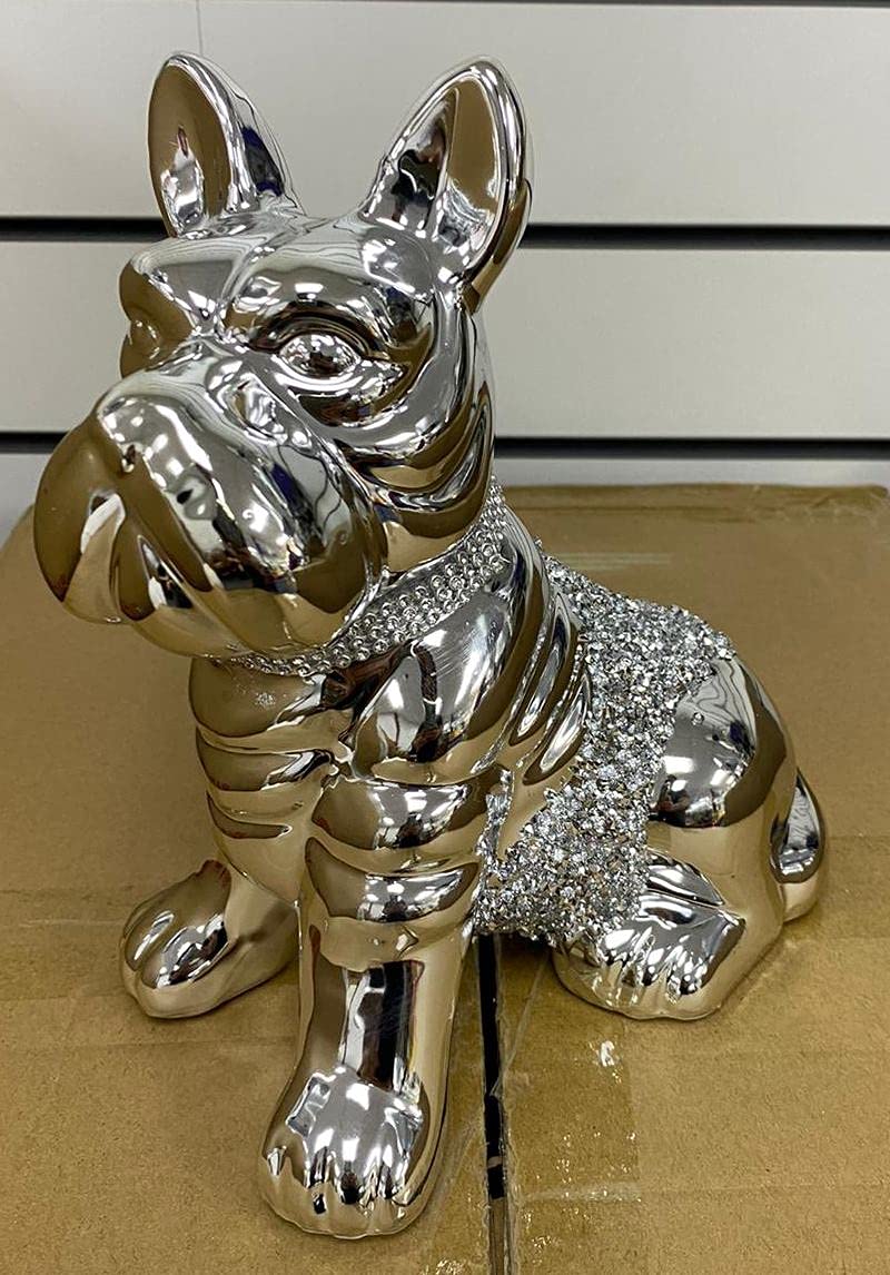 Deenz Dog Crystal Sparkle Bling Collar Ornament Silver Crushed Diamonds New
