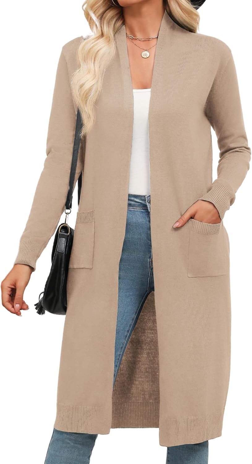 Product image of Zeagoo Women's Long Cardigan Sweaters Lightweight Sweater Long Sleeve Open Front Casual Knit Duster Cardigans with Pocket