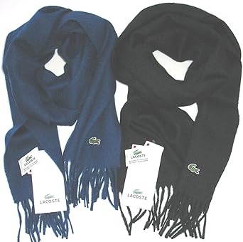 Lacoste AUTHENTIC MEN'S ÉCHARPE EN CACHEMIRE ET LAINE AVEC LOGO CROCO -  Noir - Taille unique : Amazon.fr: Vêtements