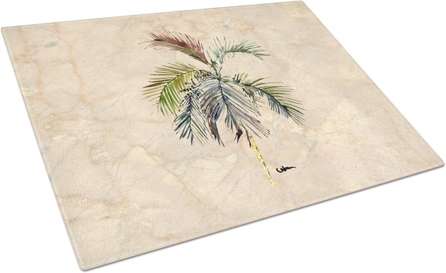 Caroline's Treasures 8483LCB Palm Tree Glass Cutting Board, Large, Multicolor
