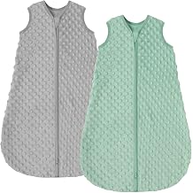 Looxii Baby Sleep Sack 18-24 Months 2 Pack 1.5 TOG Plush Dot Wearable Blanket Baby Sleep Sack XL Gray+Green