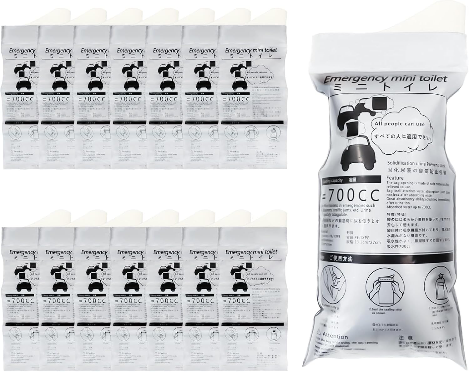 Disposable Urine Bags — Emergency Portable Urine Bags and Vomit Bags — Gender-Neutral Urine Bags, Travel Urine Bags, Designed for Emergencies, Travel, Traffic Jams (15-Pack)