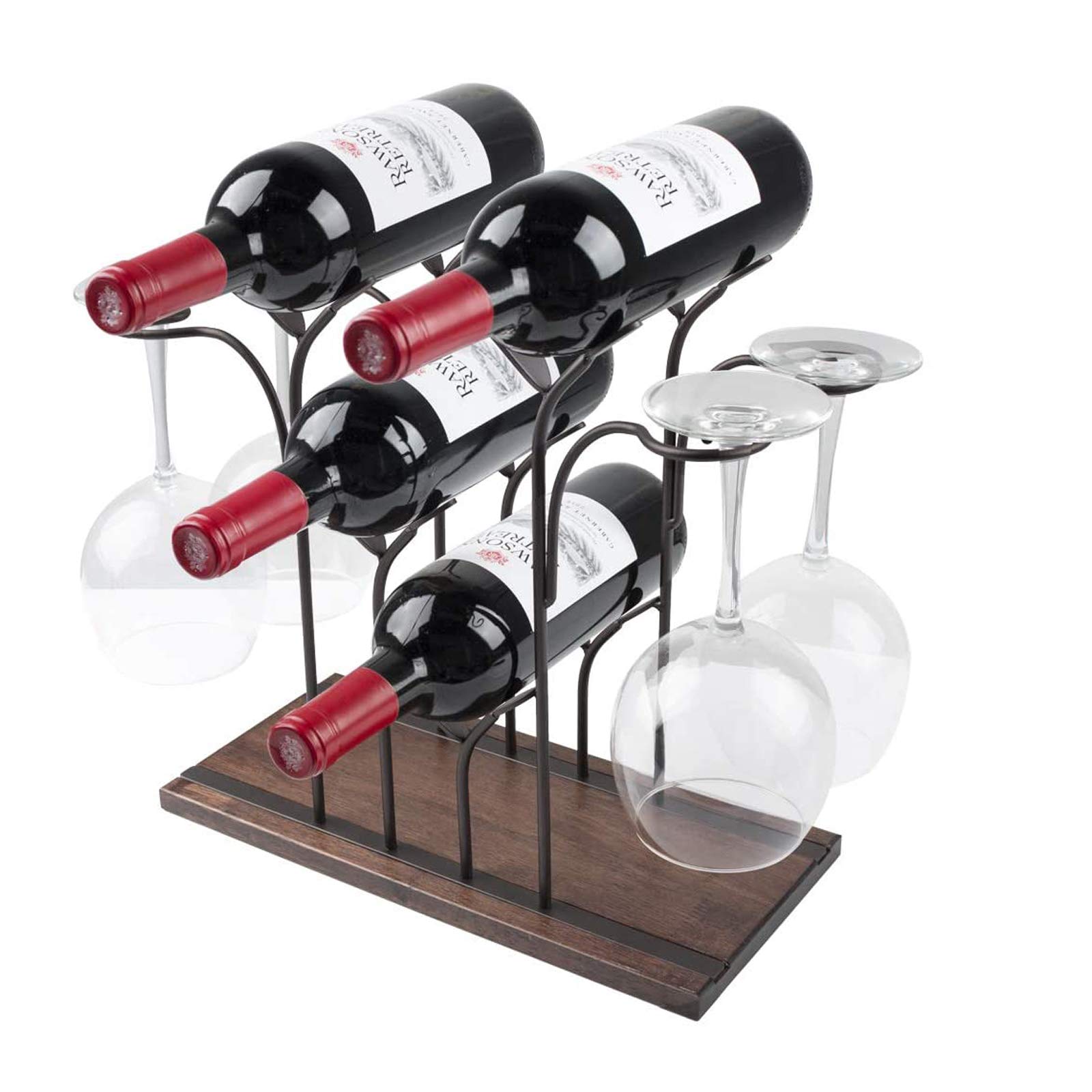 Buy op Wood Wine Rack, Countertop Wine Holder Storage Stand for 4