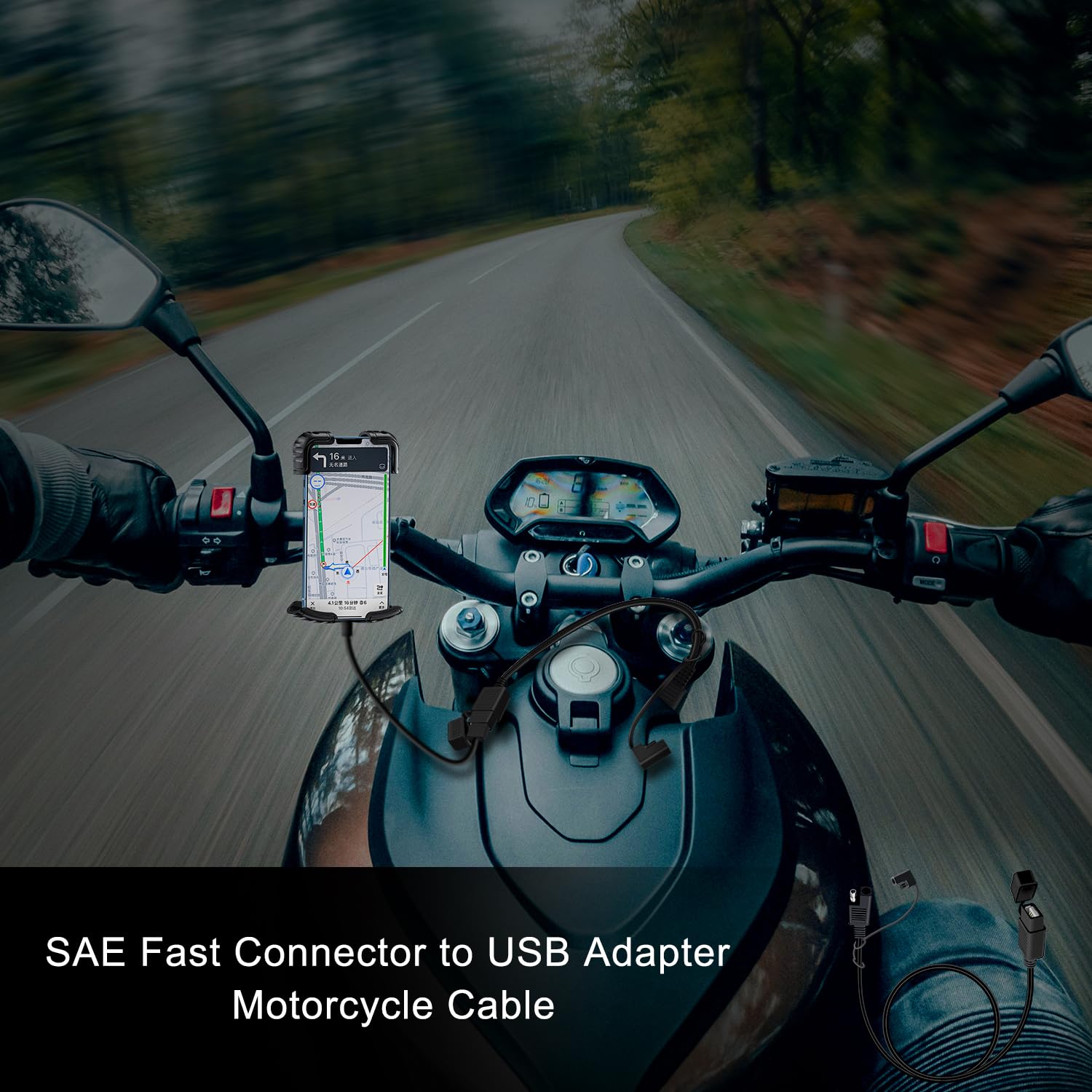 SAE auf USB Kabel 18AWG 5V 2.1 A Adapter SAE 2 pin zu USB mit Wasserdichter Abdeckung für Telefon, Tablet, GPS Ladegerät (Anschluss 1, 1m)