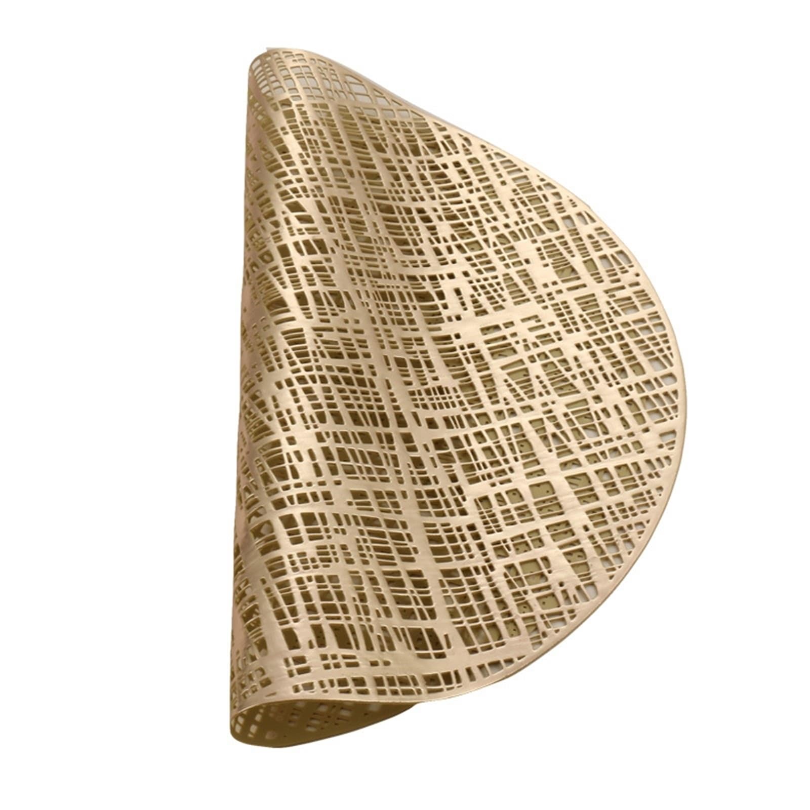 Placemat - Set di 10 sottobicchieri da tavolo dorati, motivo a griglia irregolare, 38 cm, per cucina e sala da pranzo