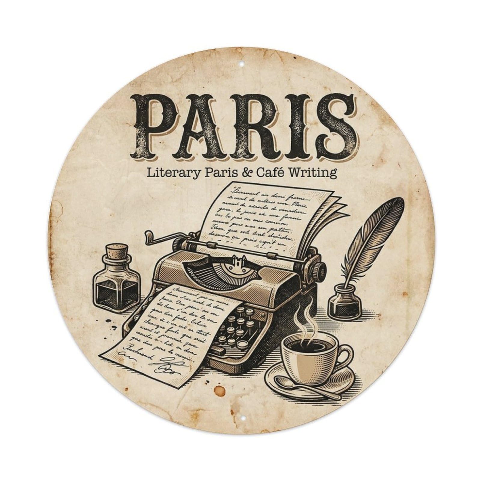 Literary Cafe Writing Culture Paris Travel Cuisine Metal Tin Sign