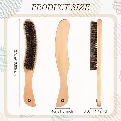 Miniatura 2 de Patelai Cepillo de fieltro para sombrero, sombrero de vaquero de madera, cepillo de pelo de caballo para limpieza, elimina las manchas de polvo,