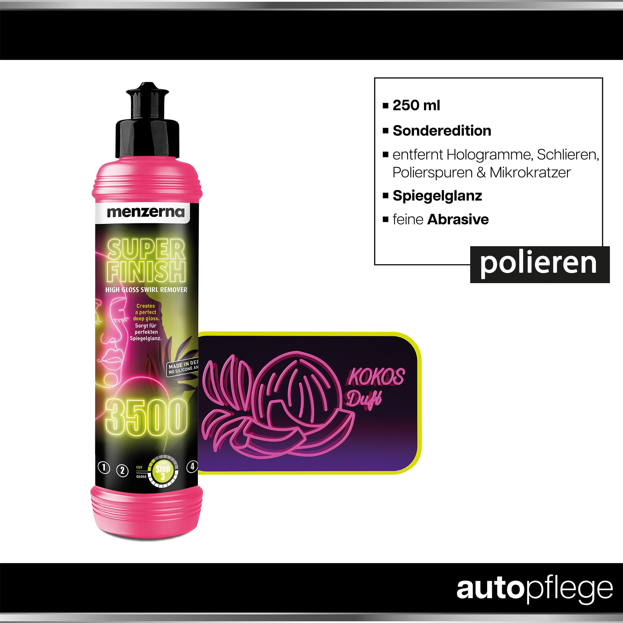 Juego de abrillantador y sellador de coche Menzerna Heavy Cut Compound 400 contra arañazos + Super Finish 3500 pulido brillante + Power Lock Ultimate Protection + 3 x Gamuza de 40 x 40 cm + 3 x