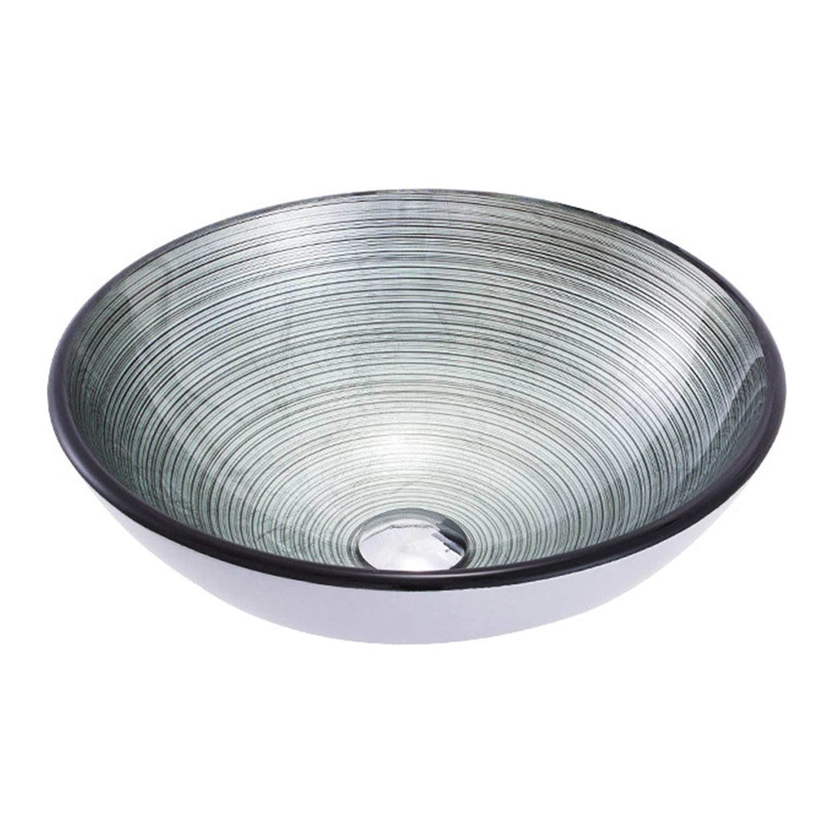 Gljtuo Tempered Glass Bathroom Vessel Sink, Round Shape Spiral Pattern Spiral Artistic Vessel Bowl Sink With Waterfall Faucet And Pop Up Drain,B