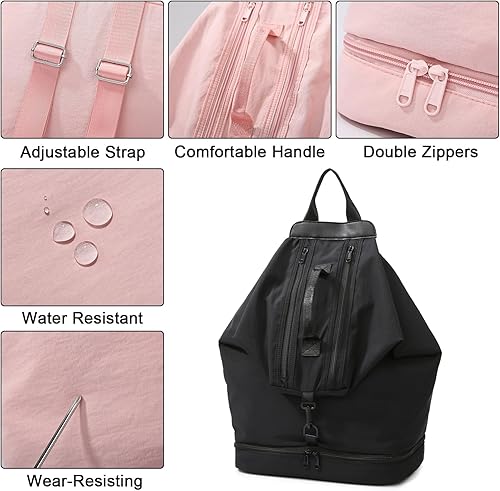 Miniatura 6 de Mochila de gimnasio, pequeña bolsa de gimnasio con compartimento para zapatos, mochila de viaje ligera, para entrenamiento, deportes, casual,