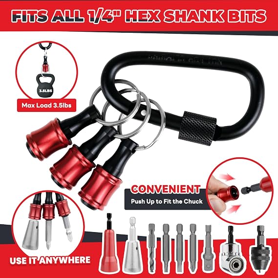 6PCS Wire Twister Tool for Drill with Bit Holder Keychain, Wire Nut Twister for Drill with 1/4 Hex Shank Professional Electrician Tools for 922 AWG Wire Connector Twisting