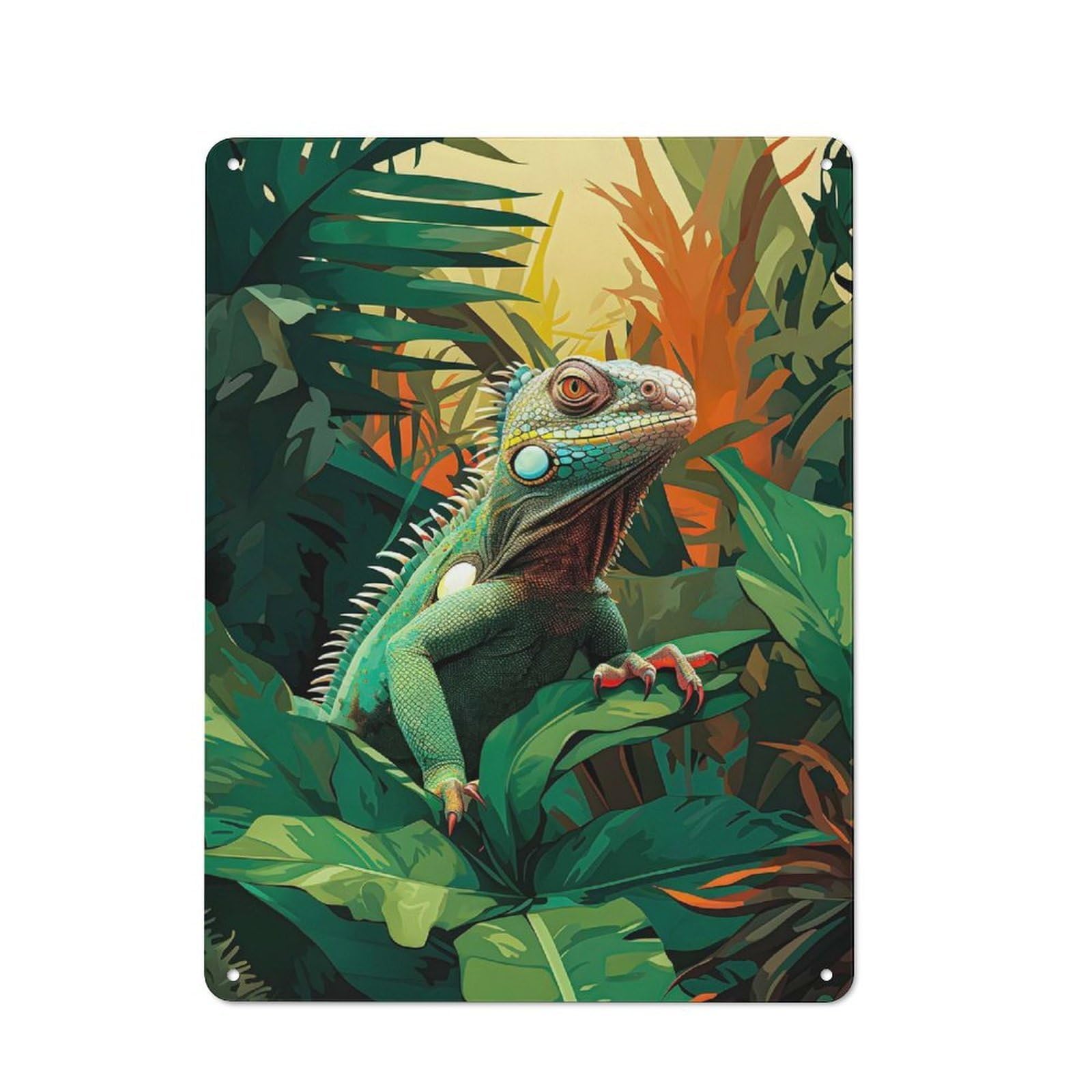 Junmoney Lizard Forest Tin Wall Plaque 40X30cm With For Garage Or Workshop, For Vintage Wall Decor Fans, For Kitchen And Home Bar Decor