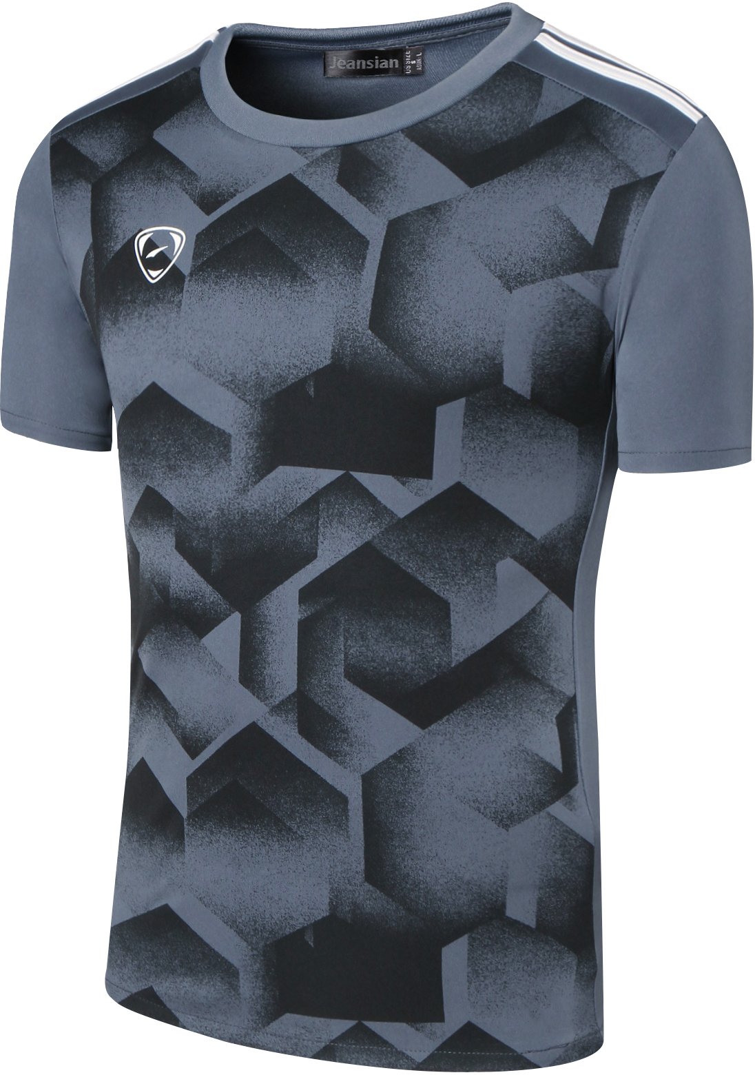 jeansian Herren Sport Kurzarm T-Shirt Tee Tshirt Tops LSL204 Gray XL