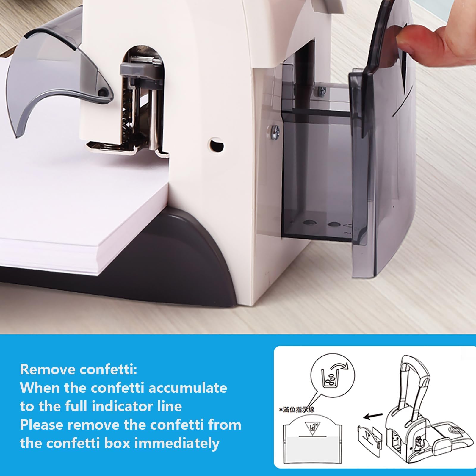 COYEUX Robuster 2-Loch-Stanzer, 200 Blatt, müheloser Locher, Messerdurchmesser 6 mm, Lochabstand 80 mm, mit rutschfesten Fußpolstern und Spänebox mit großem Fassungsvermögen, für Zuhause/Büro/Schule