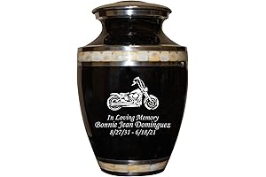 Harley Davidson Motorbike Cremation Urn Embellished in Black