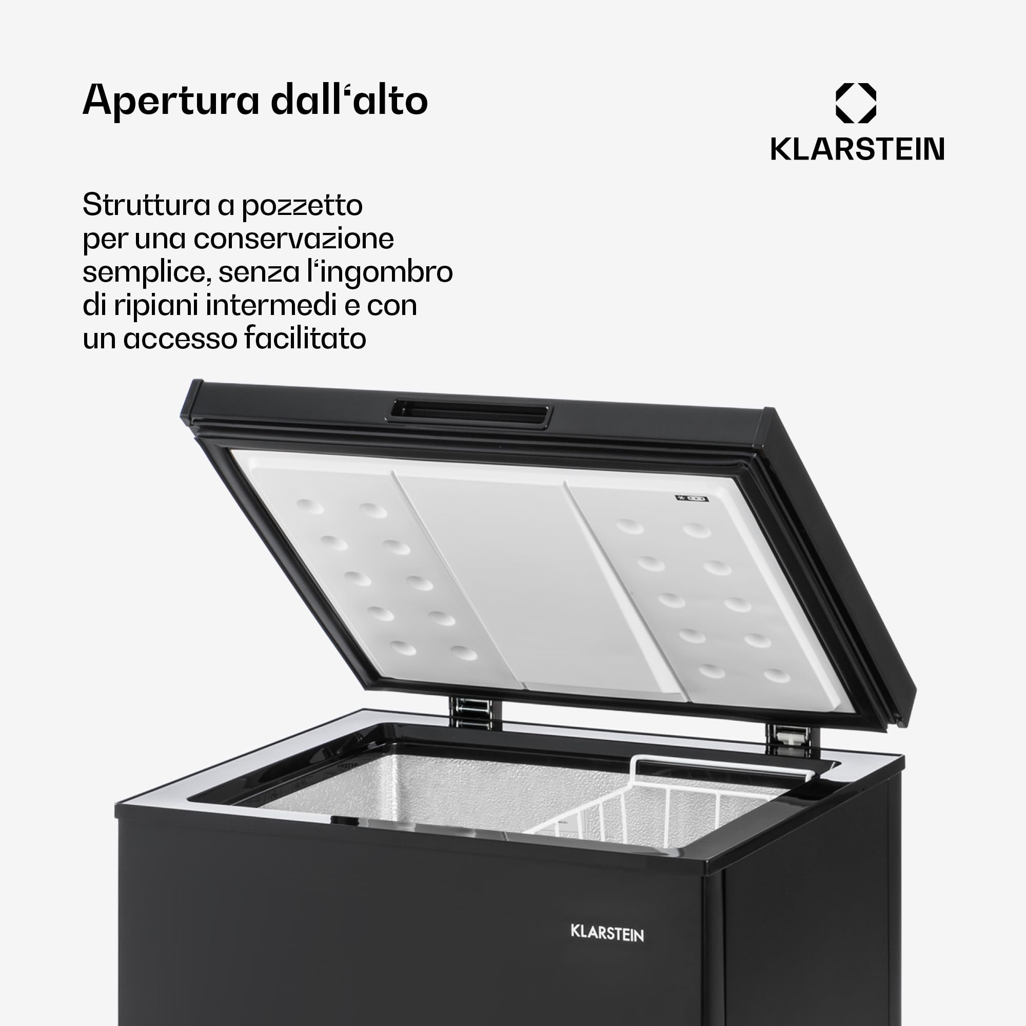 Klarstein Mini Congelatore a Pozzetto Piccolo, Alta Efficienza Energetica, Mini Congelatore Piccolo a Pozzetto Compatto con Cestello e Rotelle, Mini Freezer Congelatore per Casa e Ufficio, 99L