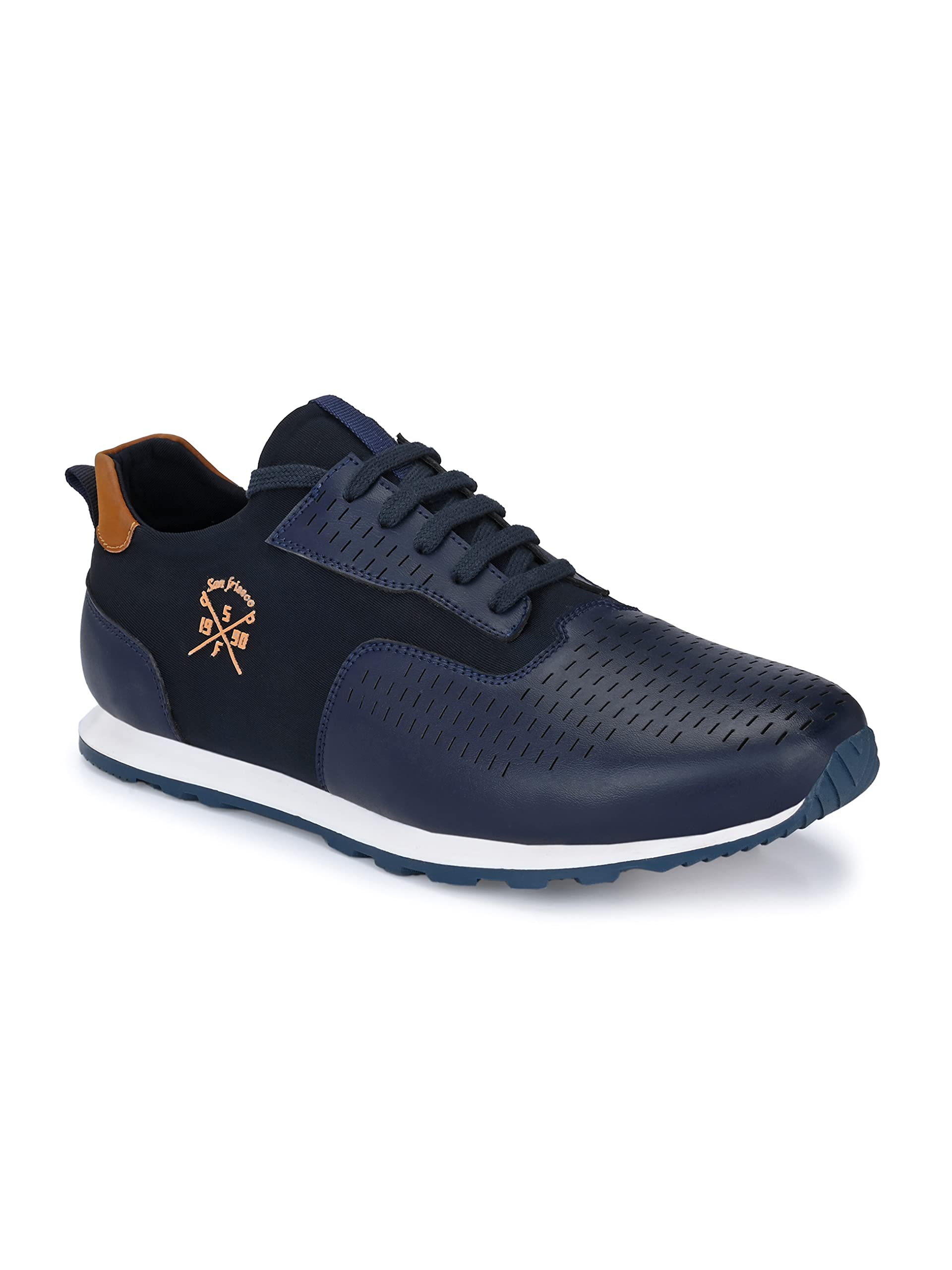 San Frissco Mens Sneakers Casual Lace Up Shoes Mid Top Smart Classic Dailywear for Dynamic Feet Support/Stylish, Trending and Comfortable/Running, Walking, Outdoor - 11 (Navy) (B0D79761GG) Amazon Price History, Amazon Price Tracker