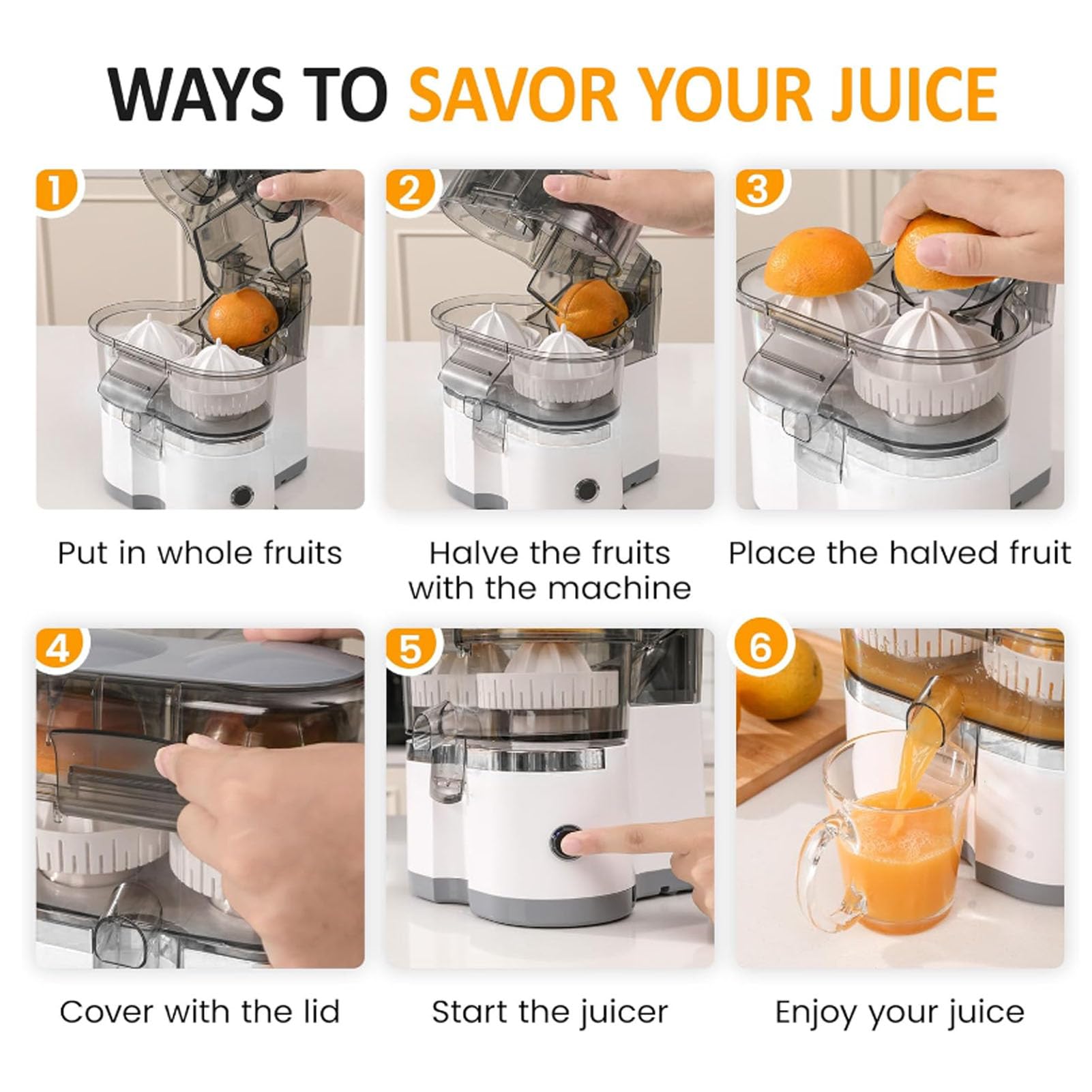 Exprimidor Eléctrico de Cítricos de Doble Cabezal, Extractor de Exprimidor Eléctrico de 15000 RPM para Naranja, Limón, Kiwi, Uva, Pomelo, Máquina Exprimidora Portátil, Fácil de