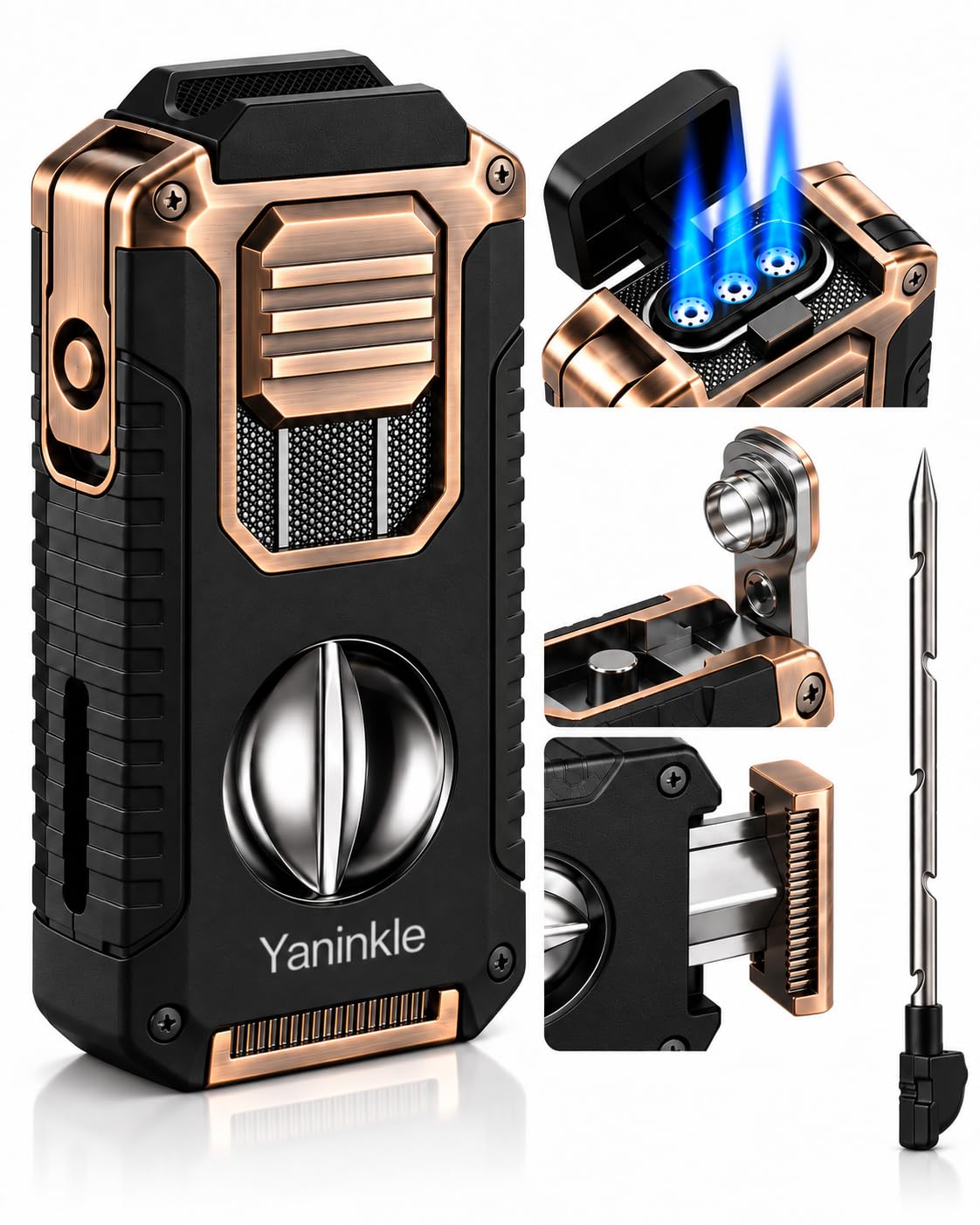 Torch Lighter Triple Flame Refillable Lighter with Multifunctional Tools