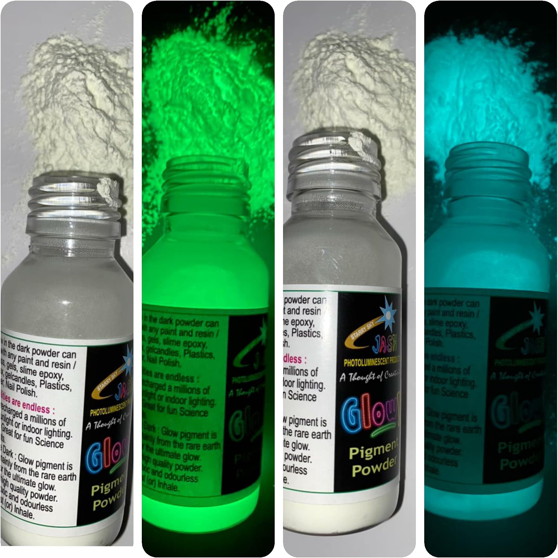 Glow In The Dark Paint Powders 2 colours Green and Blue colour Each 25gm(Total 50gm)
