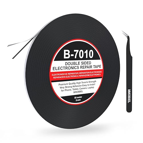 Miniatura 7 de MMOBIEL Cinta adhesiva de doble cara de 0.039 in, rollo de 164.0 ft (164 pies), cinta de montaje ultra fina negra para reparación de pantalla LCD,