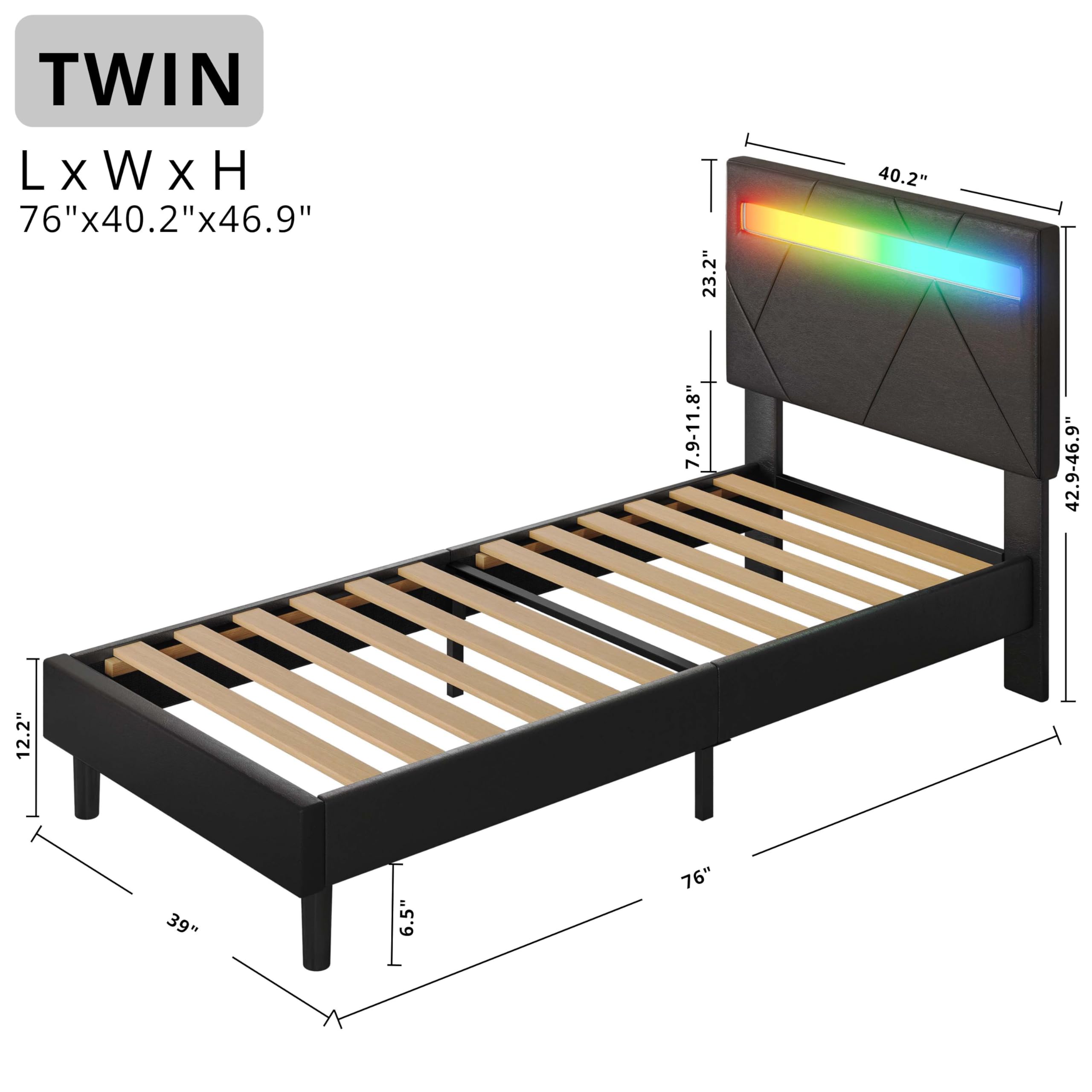 Amazon.com: LIKIMIO Twin Bed Frame with LED Lights(Smart APP