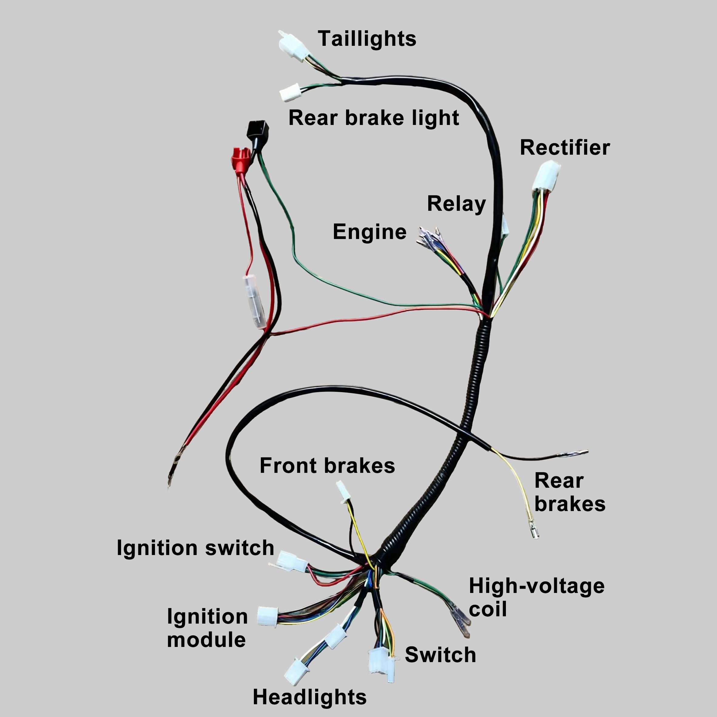 GOOFIT 50cc 125cc Full Electrics Câblage Redresseur de Bobine CDI ATV Solénoïde Bougie d'allumage Remplacement pour Moto ATV UTV Quad Pit Dirt Bike Go Kart