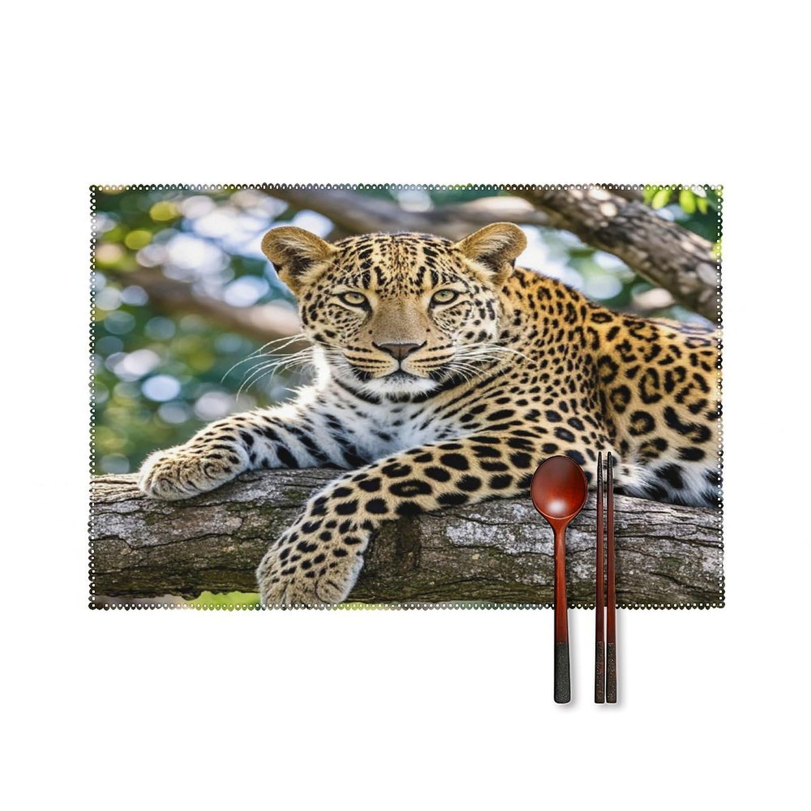 Leopard Placemats Set of 6 Heat Resistant Non-Slip Table Mats Washable Indoor Outdoor Place Mats Rustic Vintage Seasonal Placemat for Kitchen Dining Outdoor Party Table Decor