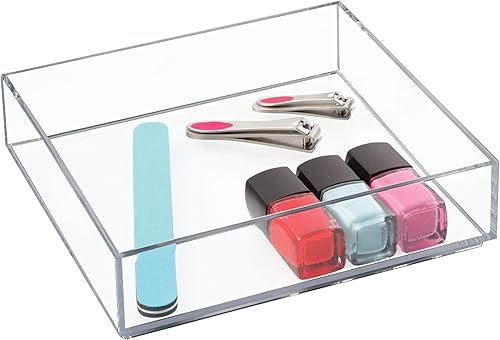Miniatura 3 de iDesign Clarity Organizador de cajones de cocina para cubiertos, espátulas, gadgets - mediano, 8 x 8 x 2 pulgadas, transparente (paquete de 2)