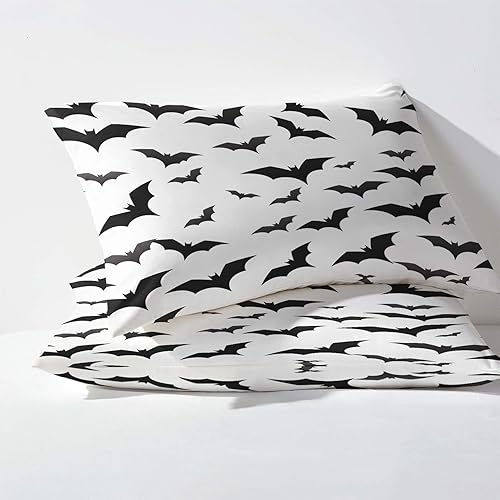 Miniatura 114 de Sábanas de Halloween tamaño individual – Juego de sábanas espeluznantes de calabaza murciélago para niños y niñas, juego de sábanas temáticas