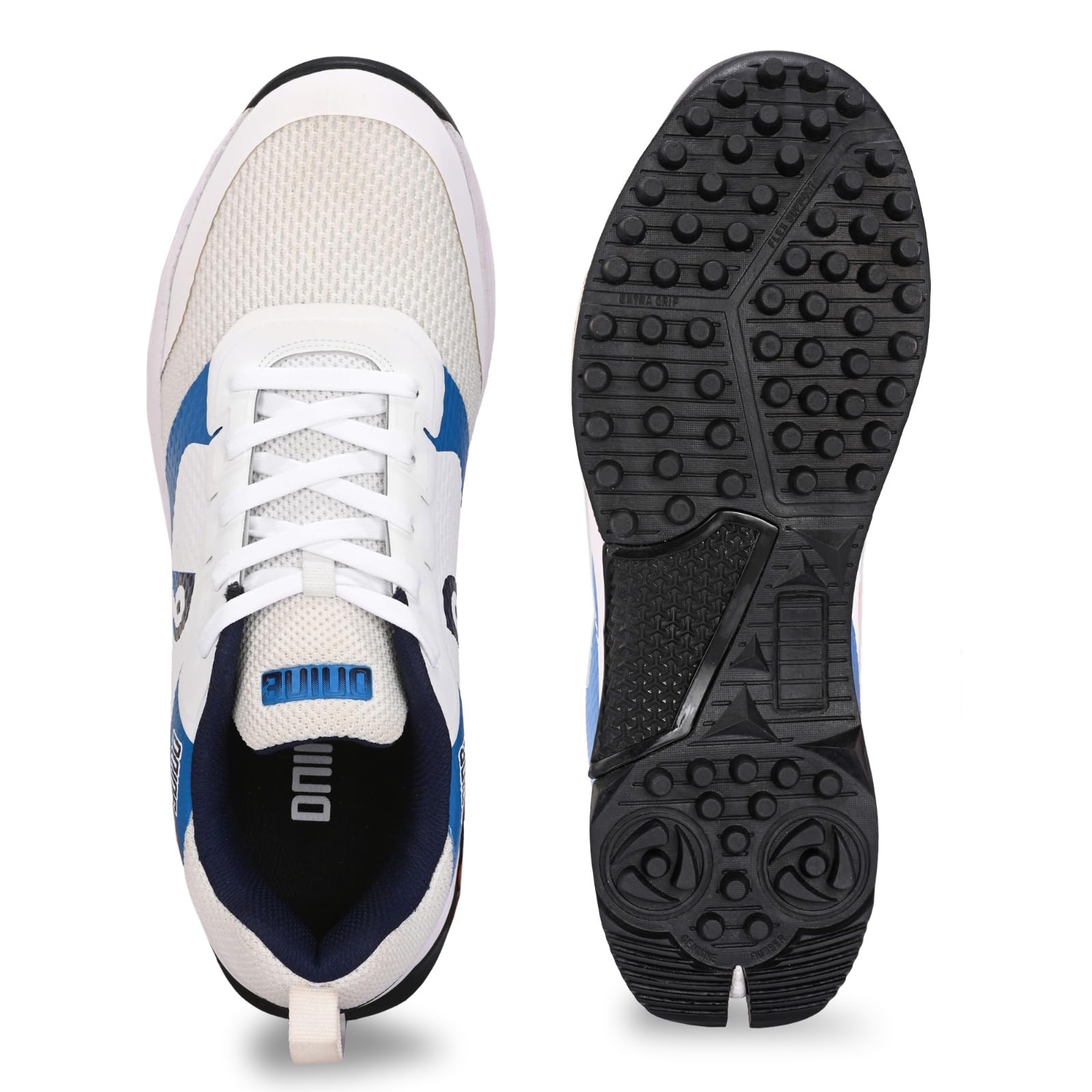 DNINE Force Men,Rubber Stud Cricket Shoes β White/Navy Blue 3