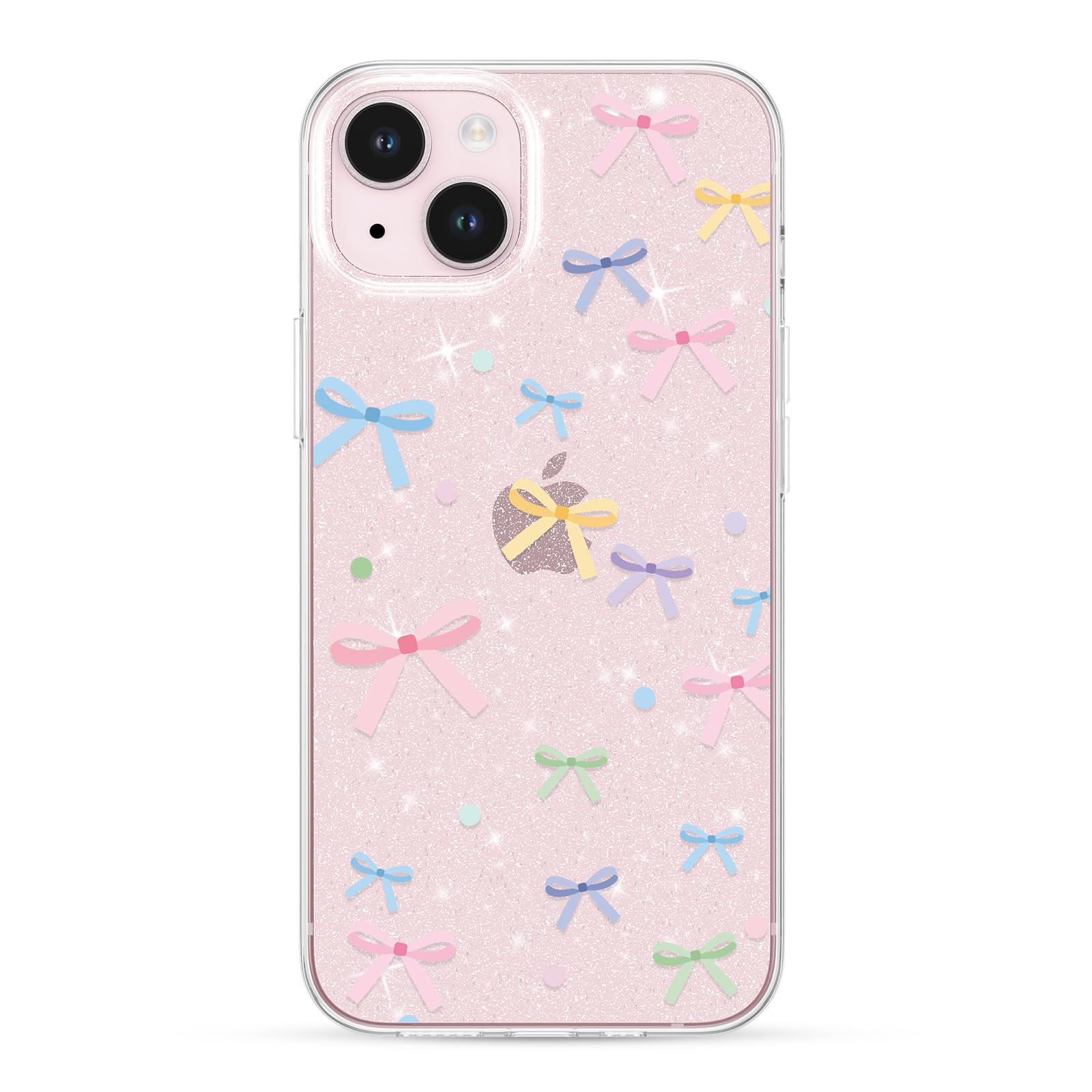 ZTOFERA for iPhone 14 Plus/15 Plus Case Glitter,Cute Clear Ribbon Bow Tie Aesthetic Phone Case,Sparkly Bling Trendy Soft Shockproof Protective Phone