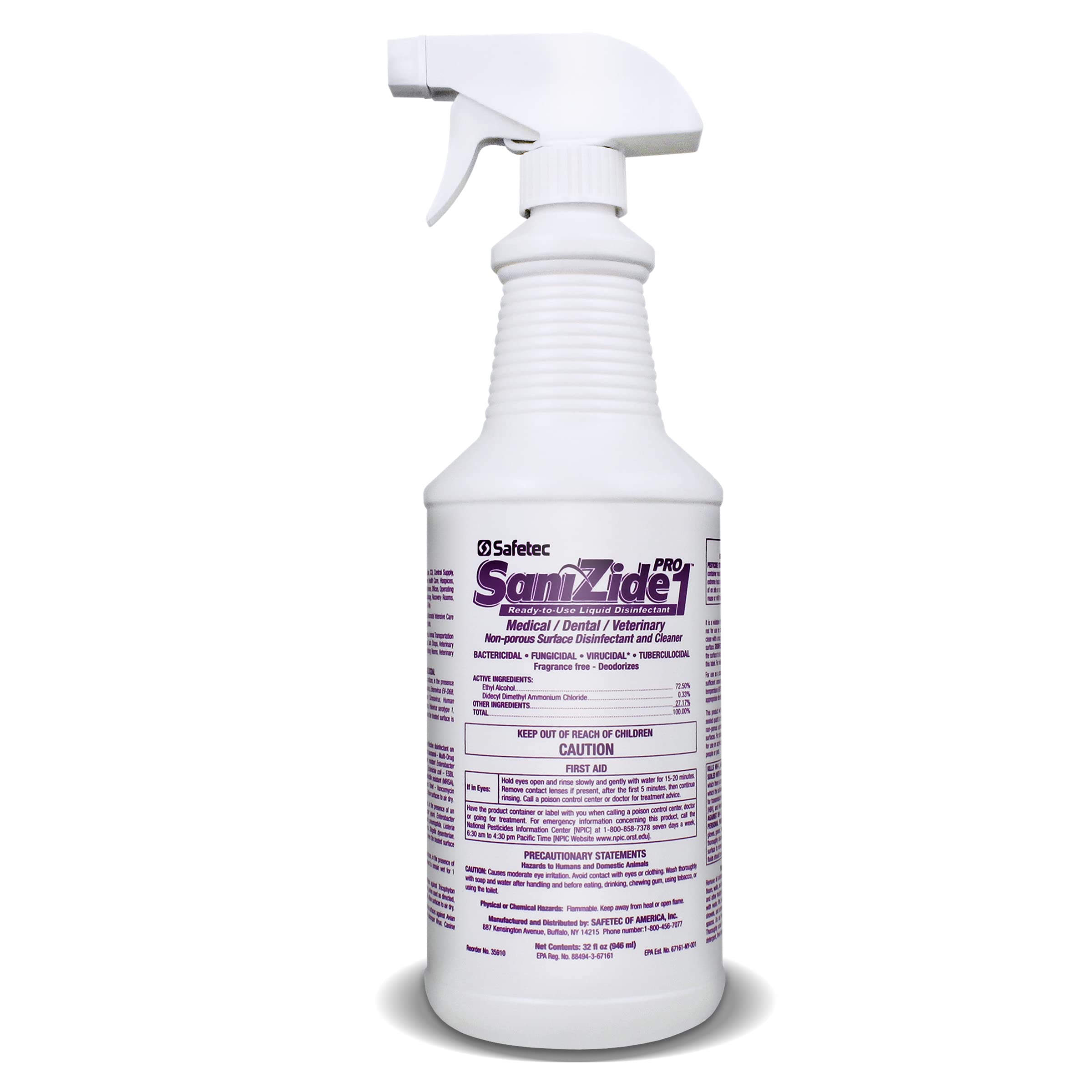 Safetec SaniZide Pro 1 Surface Disinfectant Spray 32 oz Bottle Pack of 2
