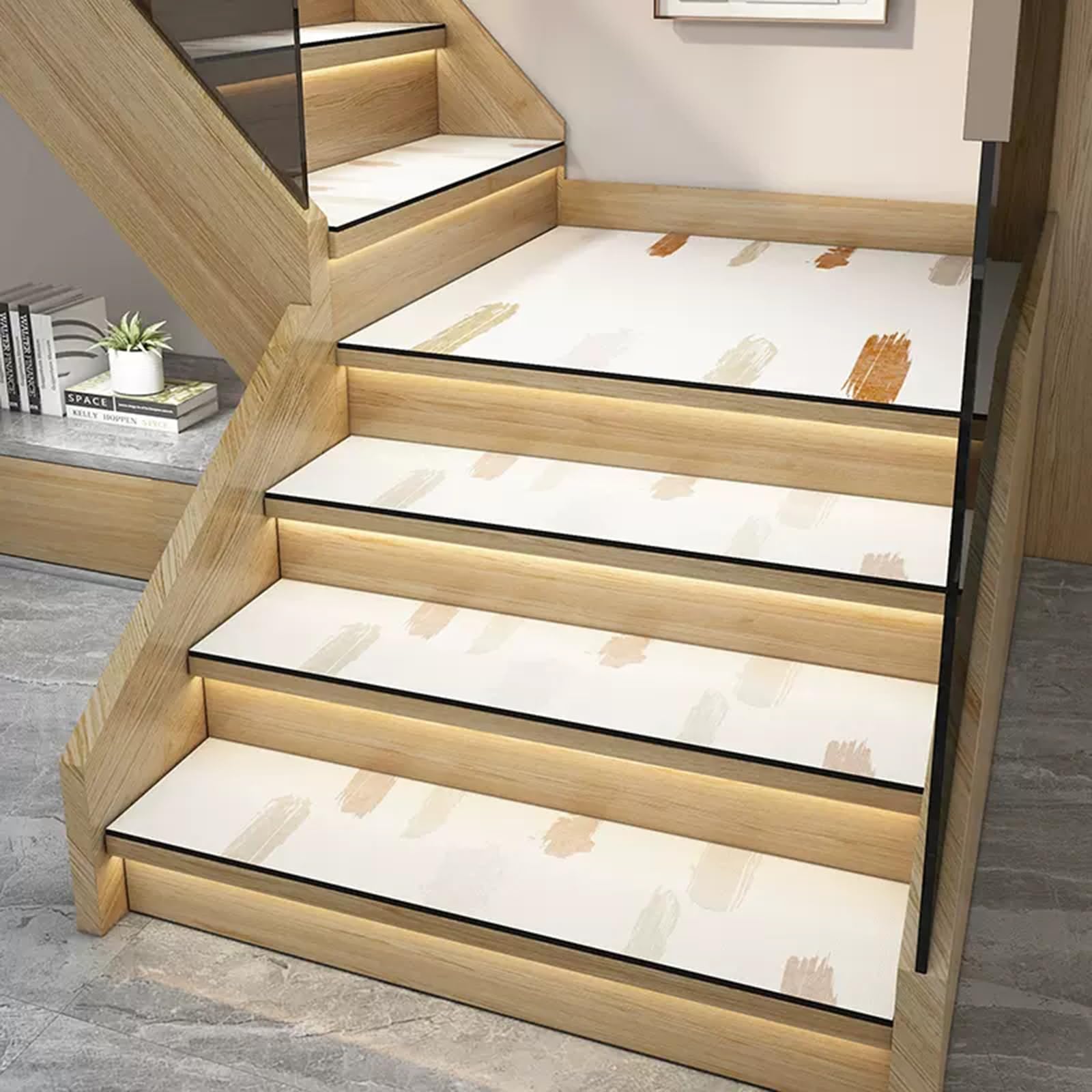 Peldaños antideslizantes para escaleras que evitan caídas de ancianos en interiores de madera