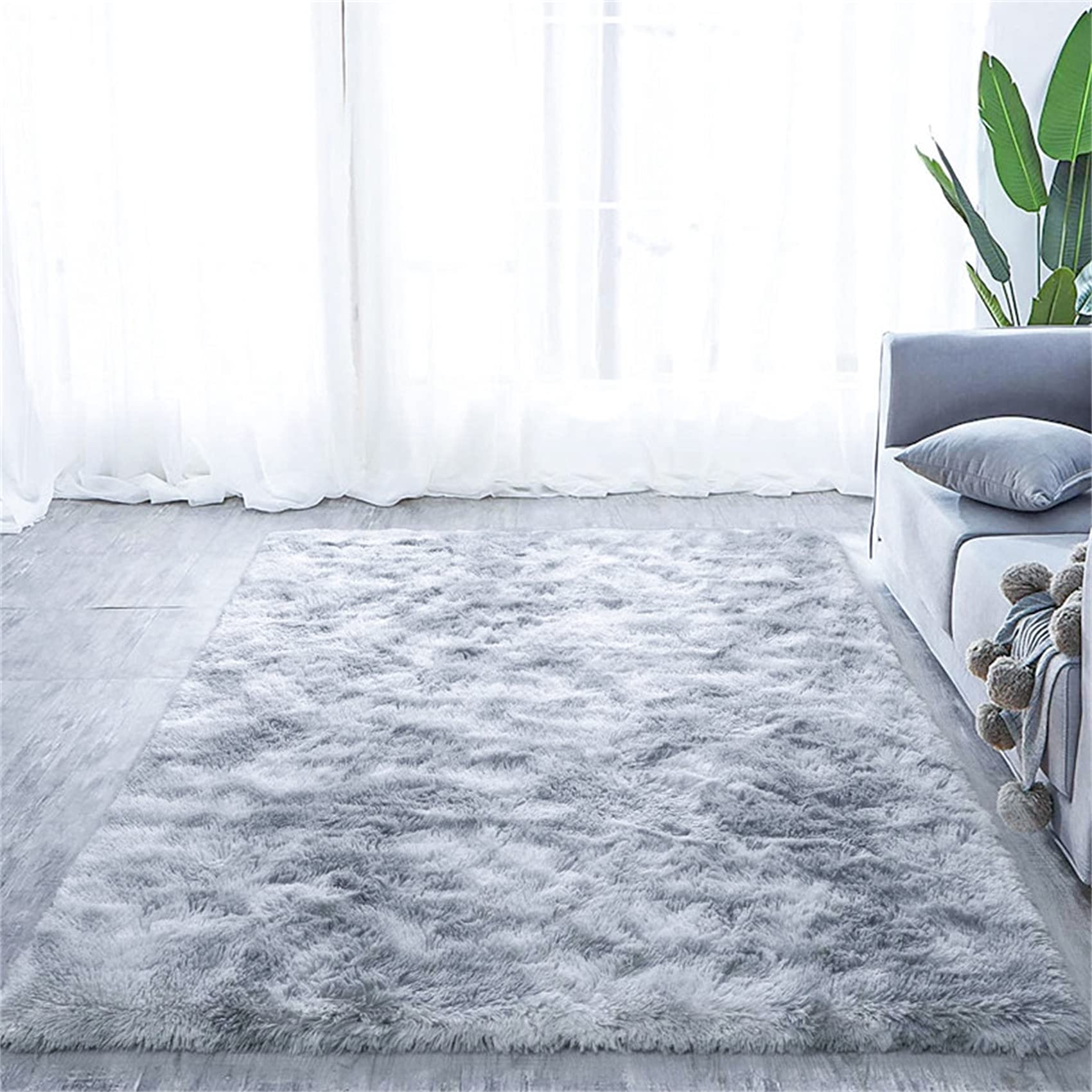 Alfombra Suave para Cuarto de bebé, Moderno, Abstracto, Antideslizante, esponjosa, Rectangular, Felpa, decoración del hogar,Gris,160x230 cm