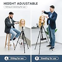 Vista 4 de Soporte para cabeza de maniquí, trípode ajustable de 54 pulgadas con base antideslizante, soporte de trípode de maniquí de metal resistente