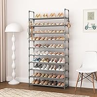 Vista 7 de VTRIN Zapatero de 10 niveles alto de gran capacidad para 50 pares, organizador de zapatos ancho, estante de zapatos resistente para entrada con dos