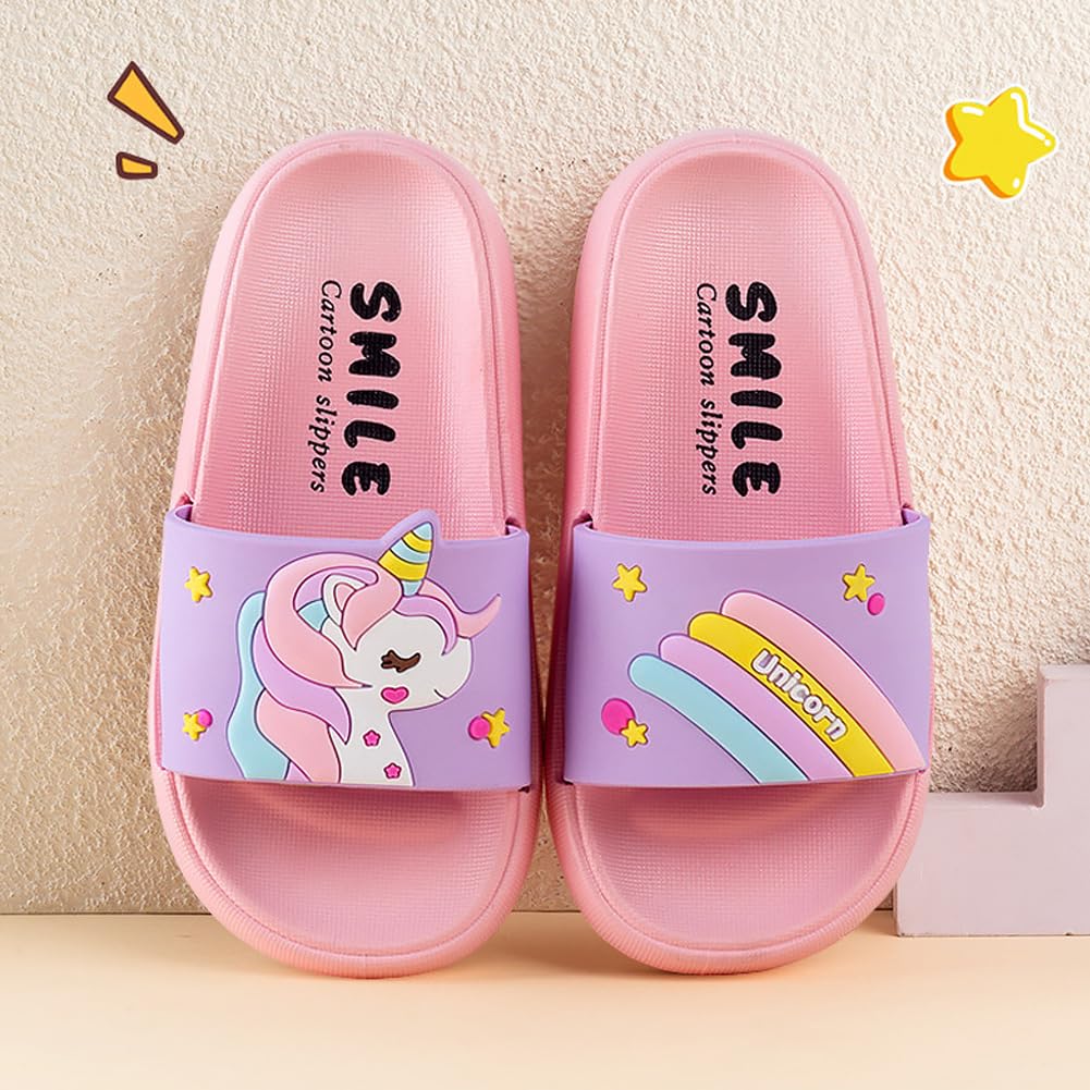 Pantuflas de unicornio para niñas, para playa, piscina, verano, sandalias para niños, lindas zapatillas de baño y ducha