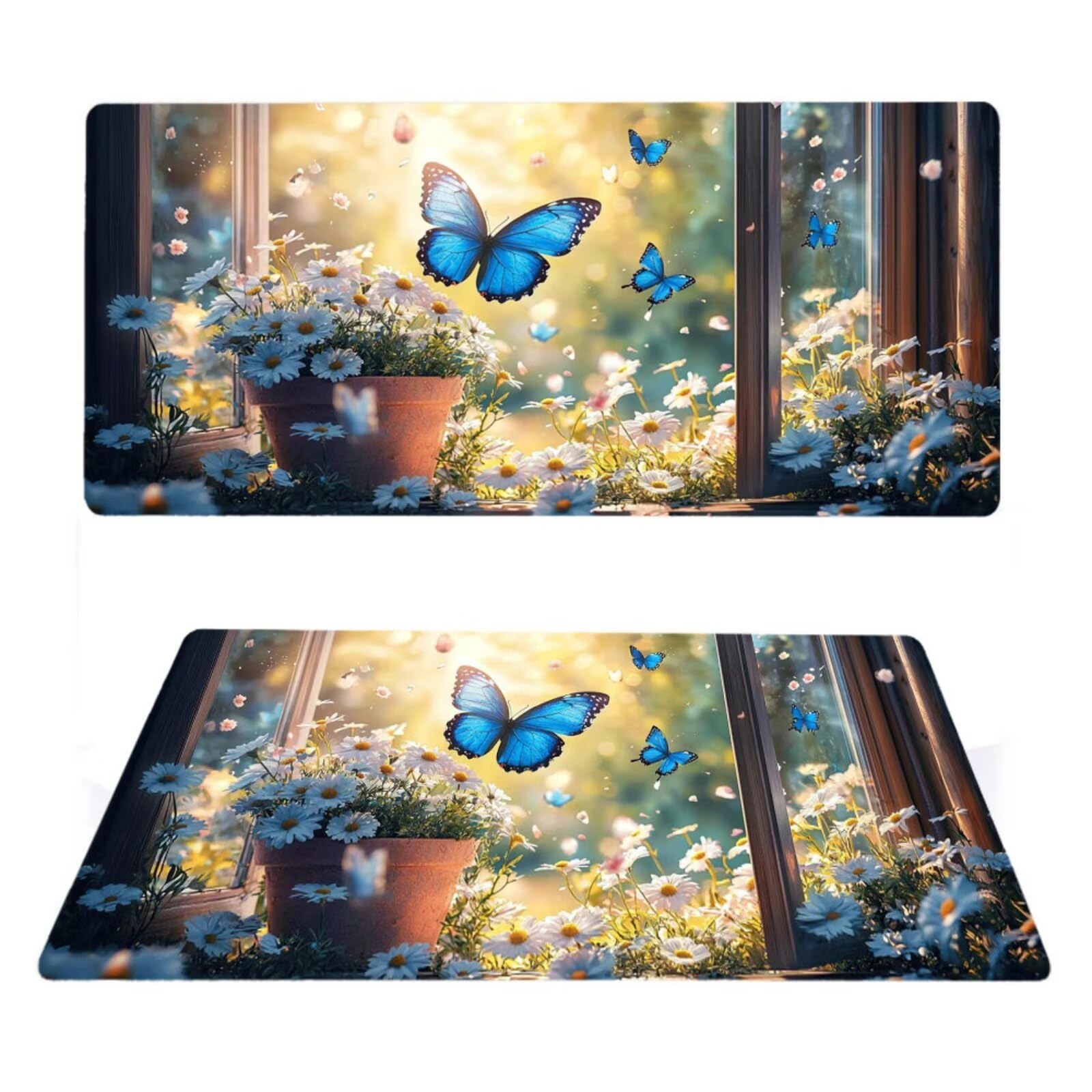 Podkładka pod mysz do gier, 1400 x 700 x 4 mm XXL mata na biurko do gier, Myszka Motyl Wodoodporna antypoślizgowa podkładka, podkładka pod mysz dla graczy w kwiaty, odpowiednia do użytku domowego