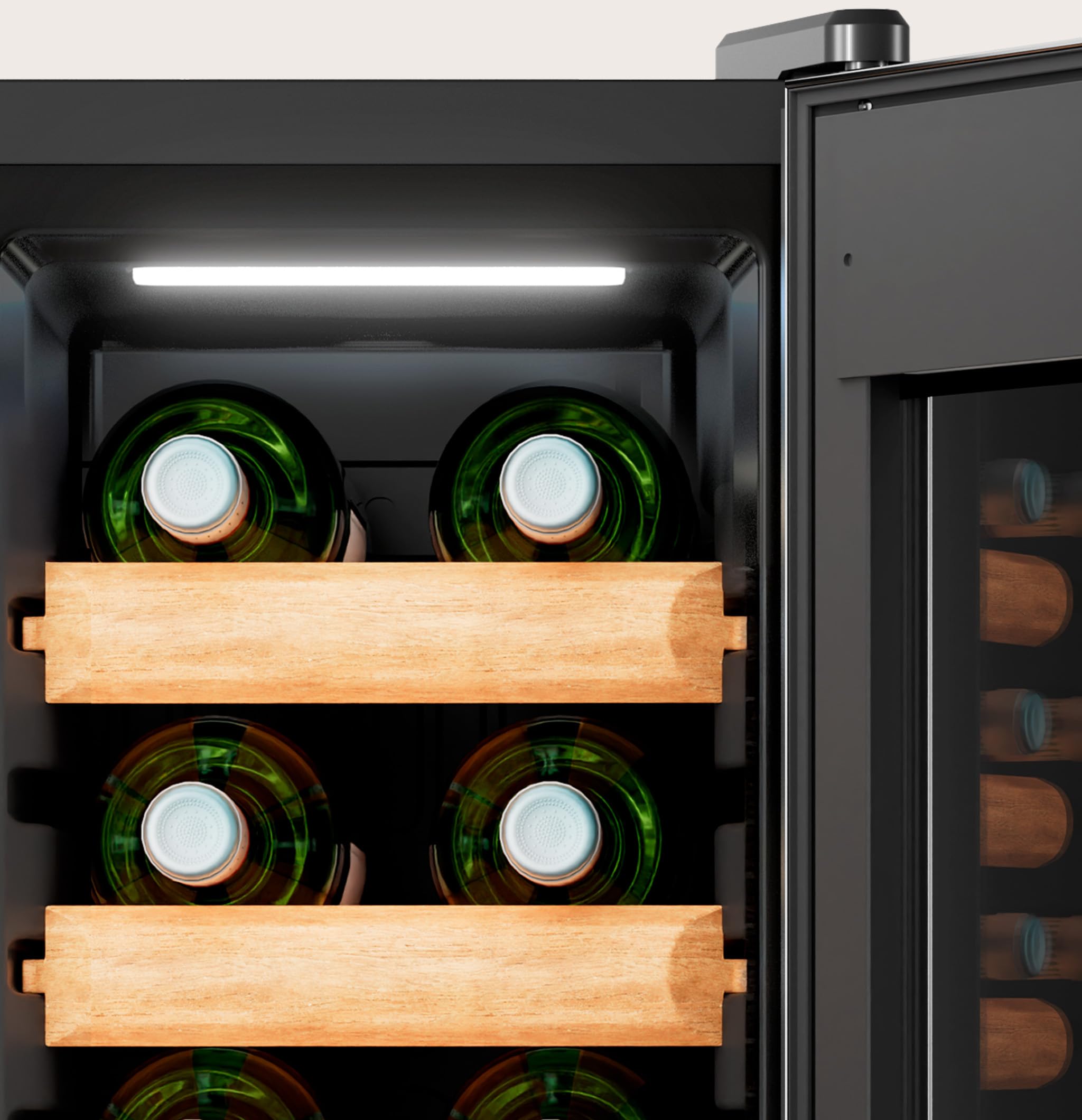 EVVO Vinoteca VT8 Inox – Enfriador de Botellas de Vino 8 Botellas, Vinoteca Pequeña Inox, Nevera para Vinos Silenciosa, Mini Nevera Tipo Minibar y Botellero Vertical — view 8
