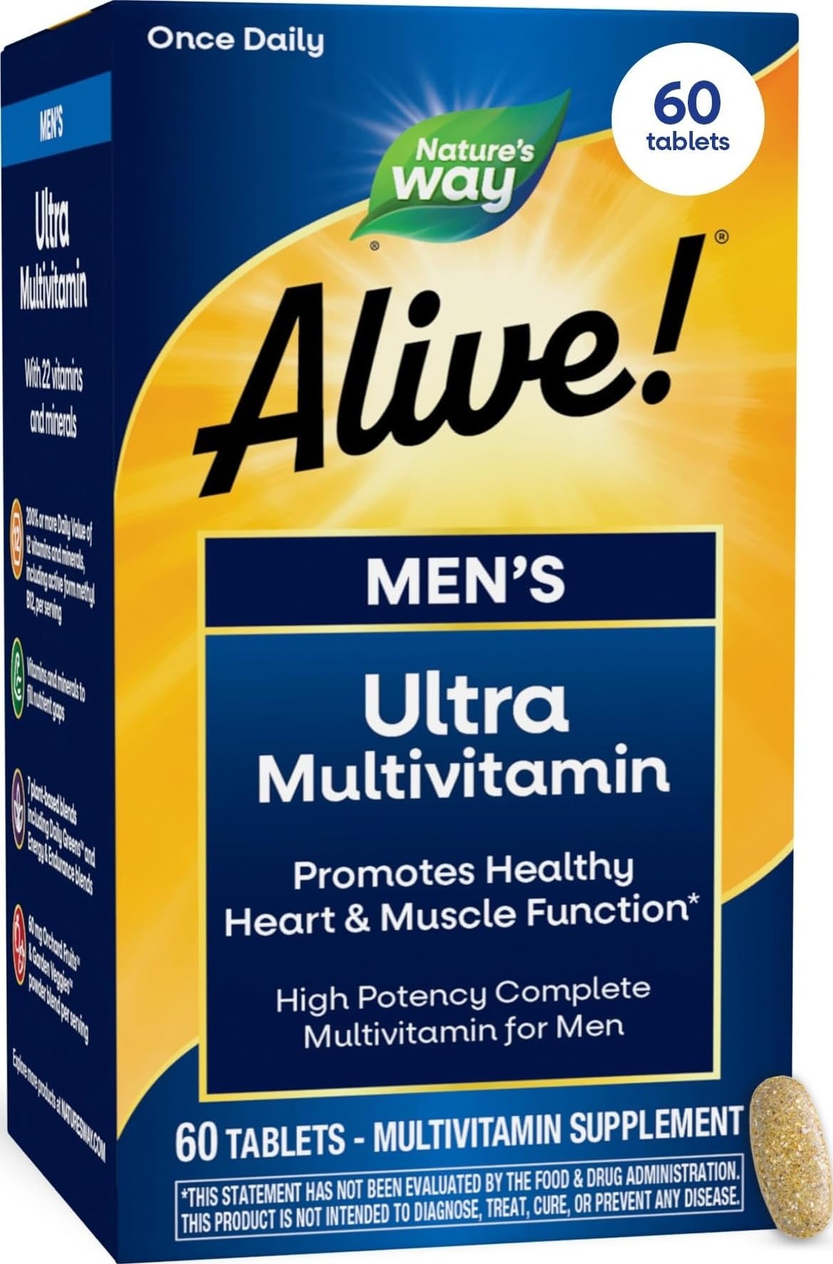 Nature's Way Alive! Men’s Daily Ultra Potency Multivitamin Tablets, 60 ct 60 Count (Pack of 1)