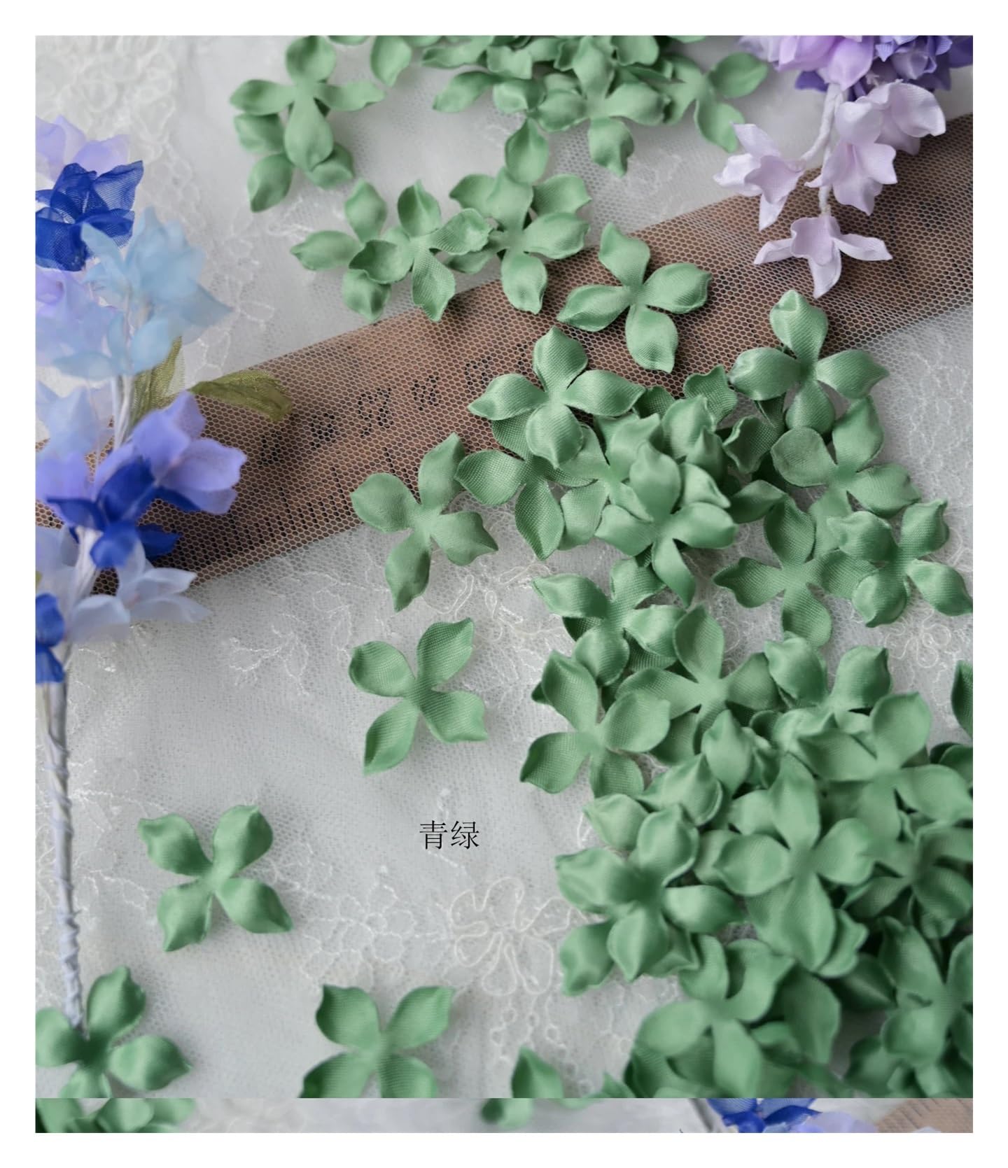 Wtaxbh Cyan Iron On Patches Artificial Flower Petals 3Cm Petal Fake Wedding Homedecor Diy Scrapbook Card Craft Satin Applique 100Pcs(Cyan)