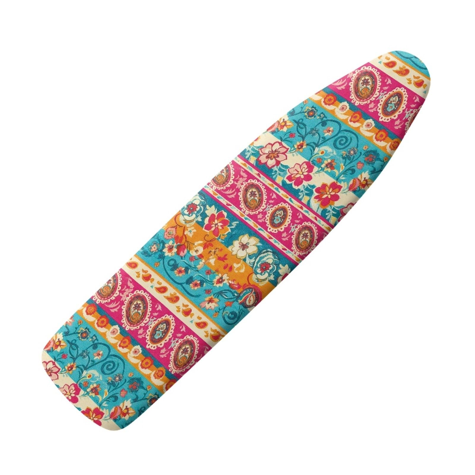Elasticated Ironing Board Covers 125 X 45 Pink And Yellow Universal iron board covers and Padding,Adjustable Fastener,Durable,Washable,Easy to Install,Slip-resistant and heat-resistan